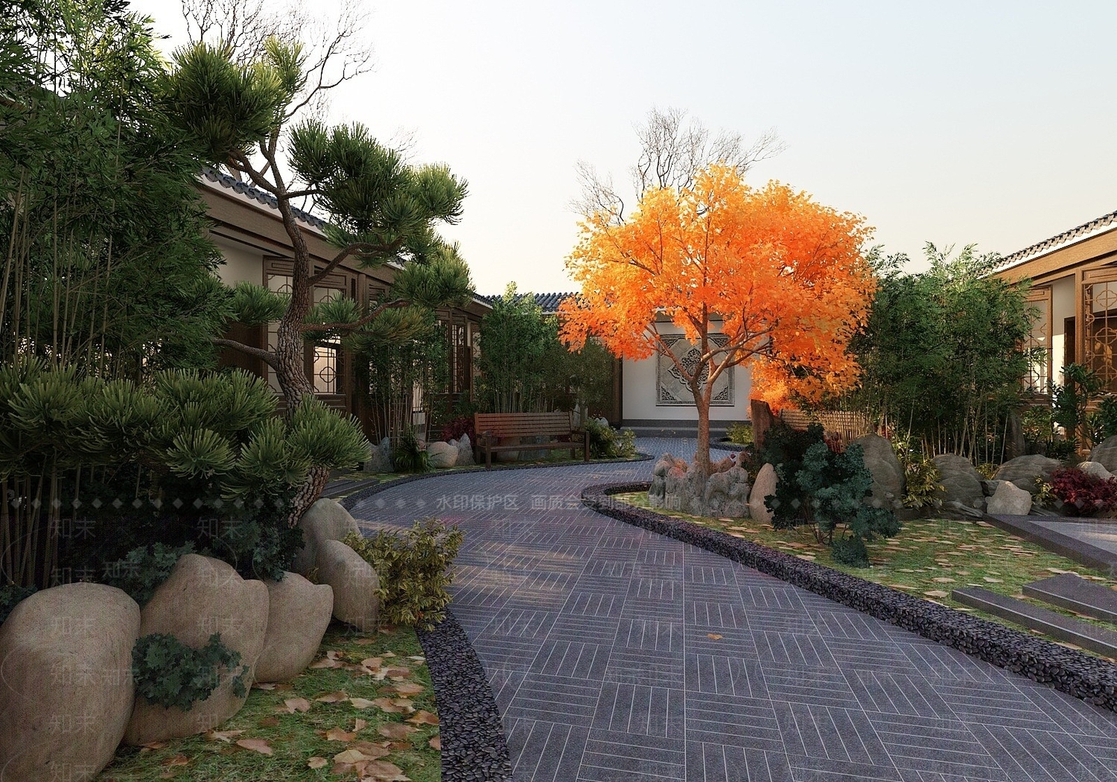 新中式景观庭院3D模型下载【ID:1194775002】