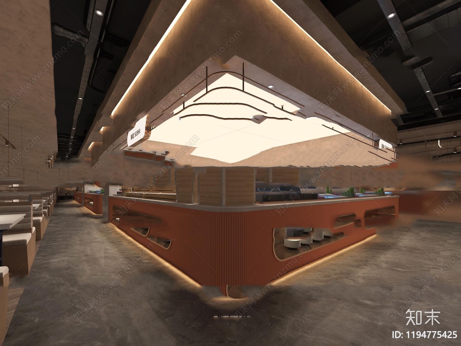 现代自助餐厅cad施工图下载【ID:1194775425】