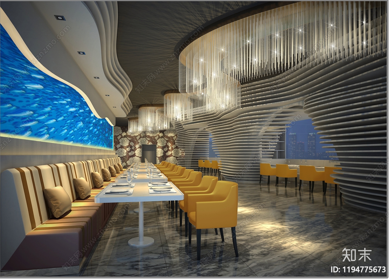 现代自助餐厅施工图下载【ID:1194775673】