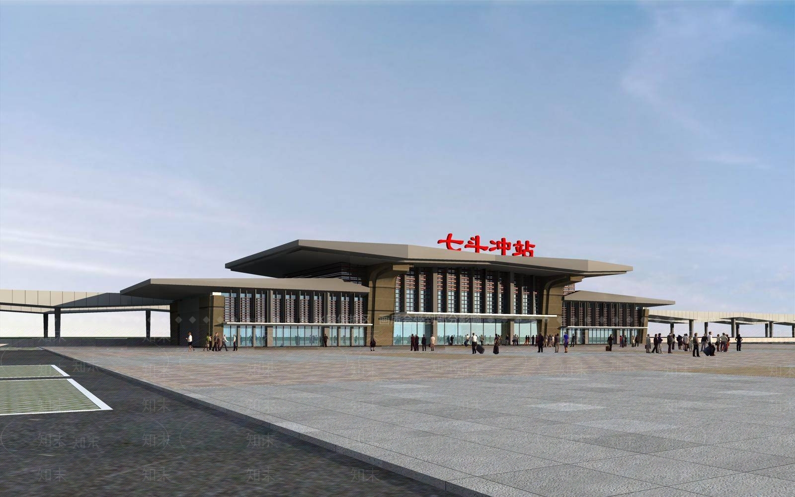 现代车站外观3D模型下载【ID:1194776023】