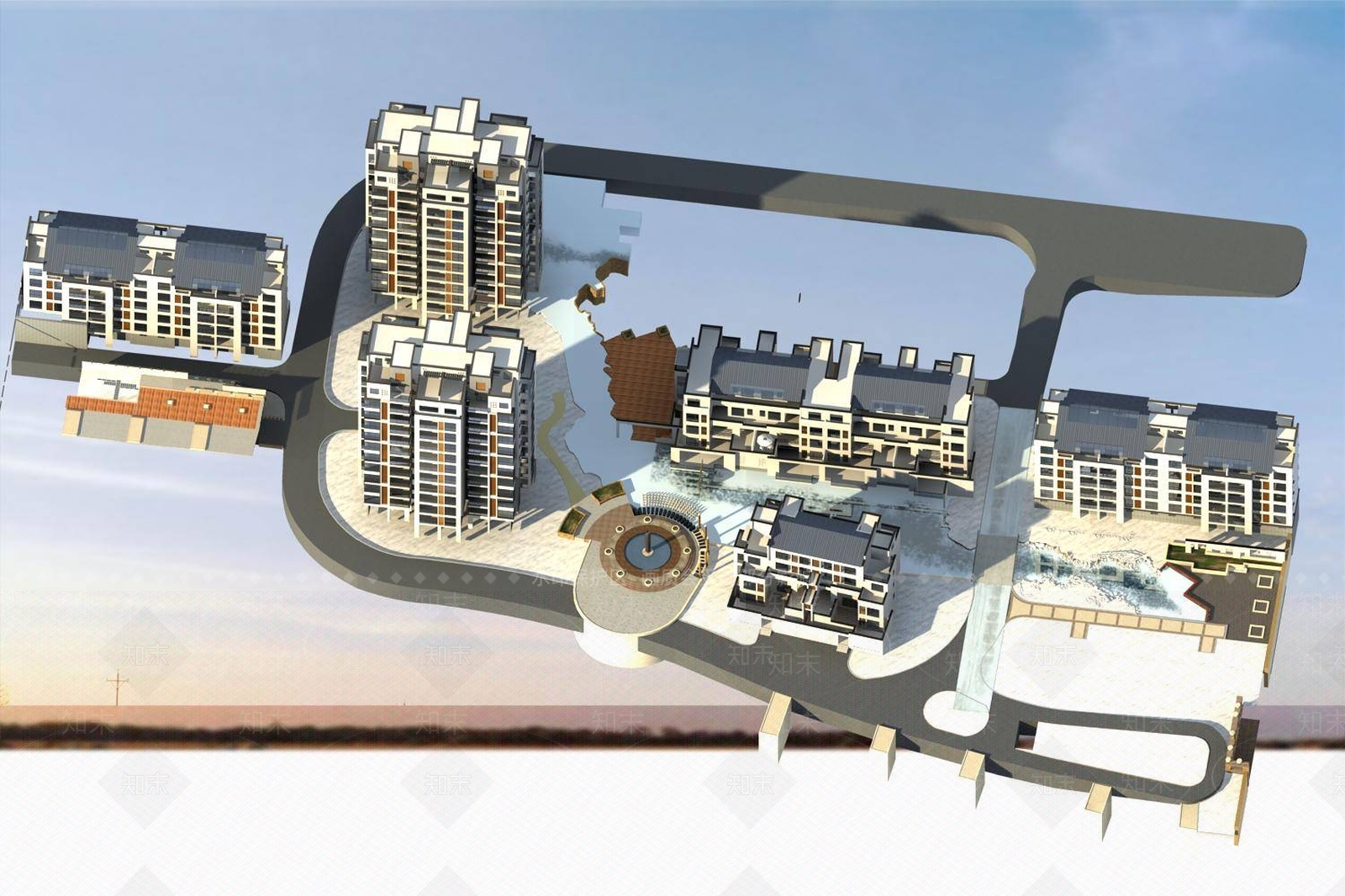 中式高层住宅3D模型下载【ID:1194776147】