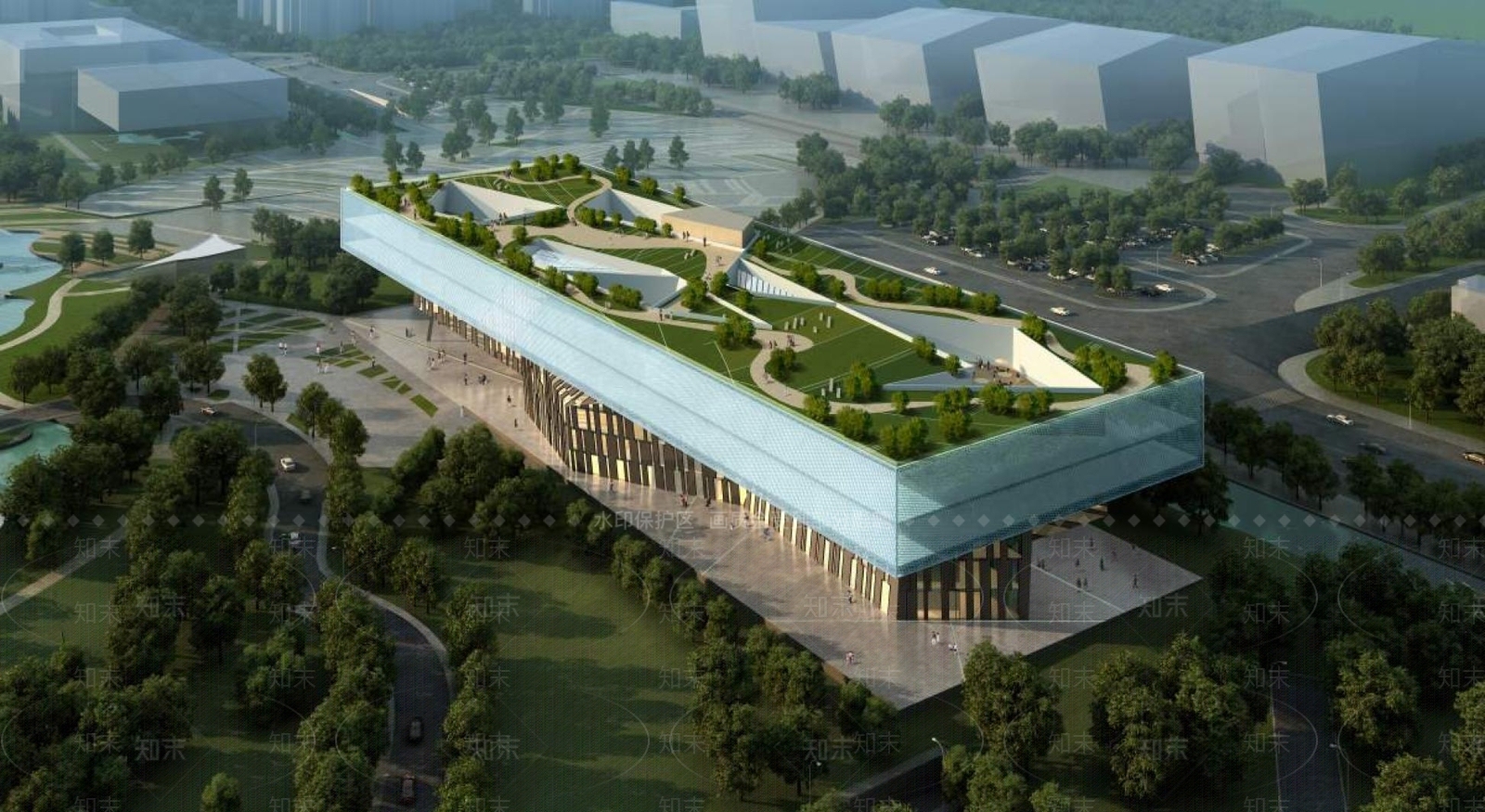 现代图书馆外观3D模型下载【ID:1194777138】