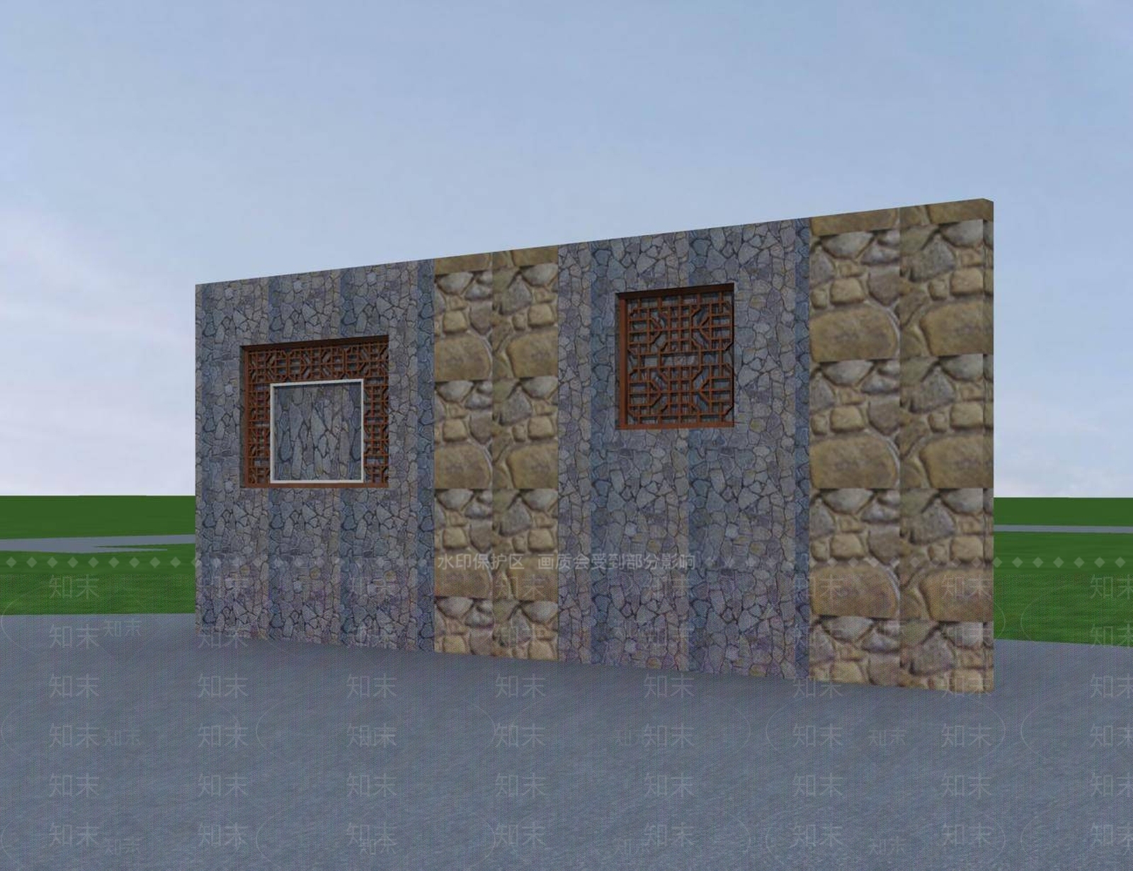中式景墙3D模型下载【ID:1194777581】