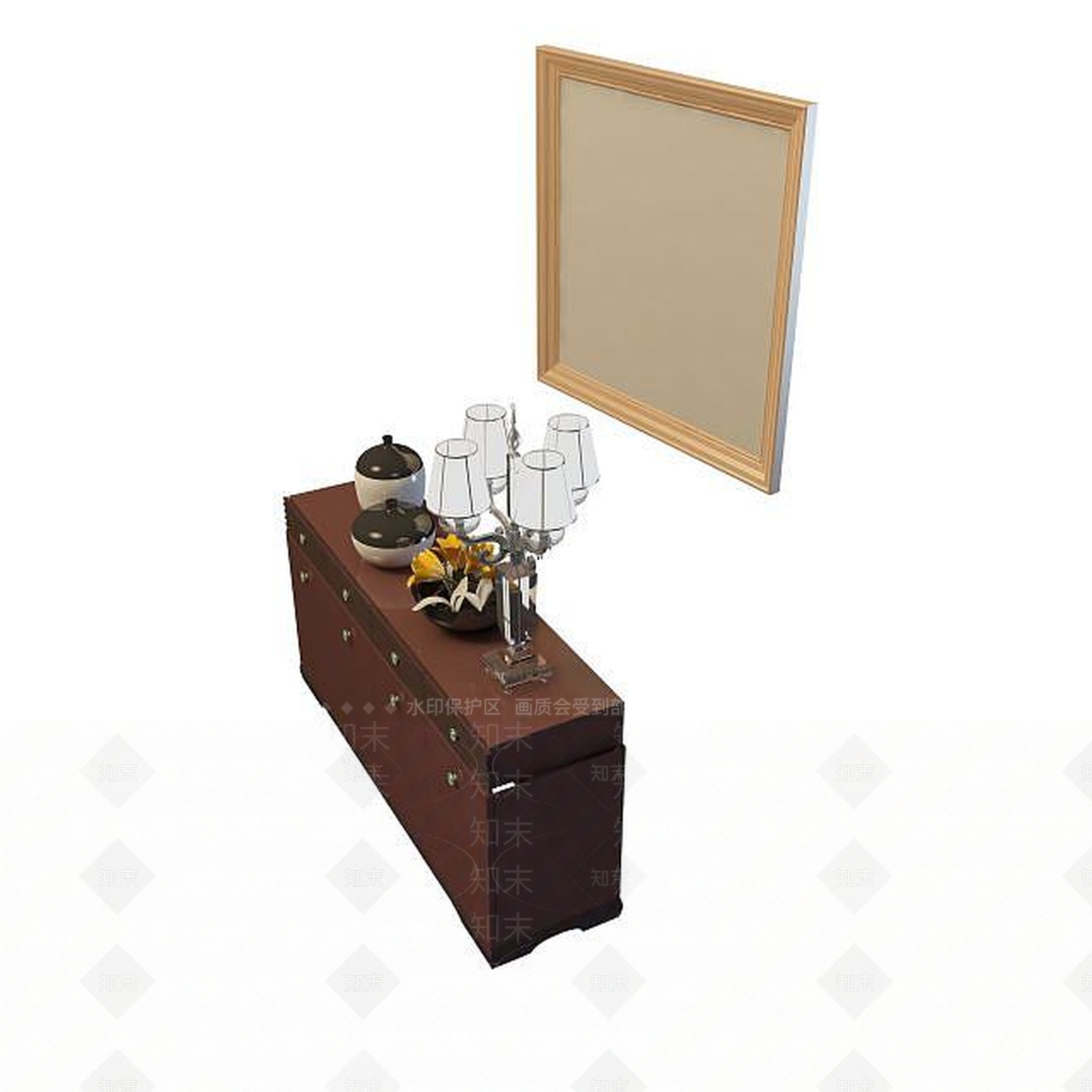 现代客厅边柜3D模型下载【ID:1194777628】