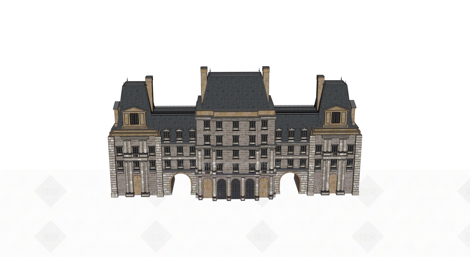 欧式风格建筑SU模型下载【ID:1194777724】
