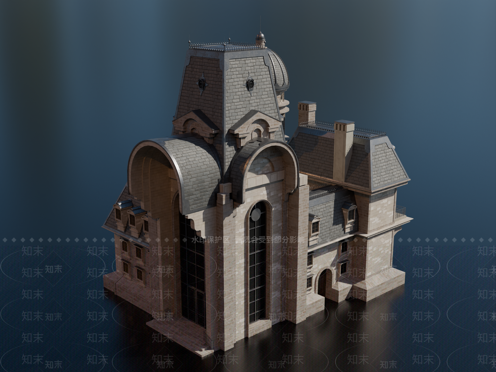 欧式风格建筑SU模型下载【ID:1194778248】