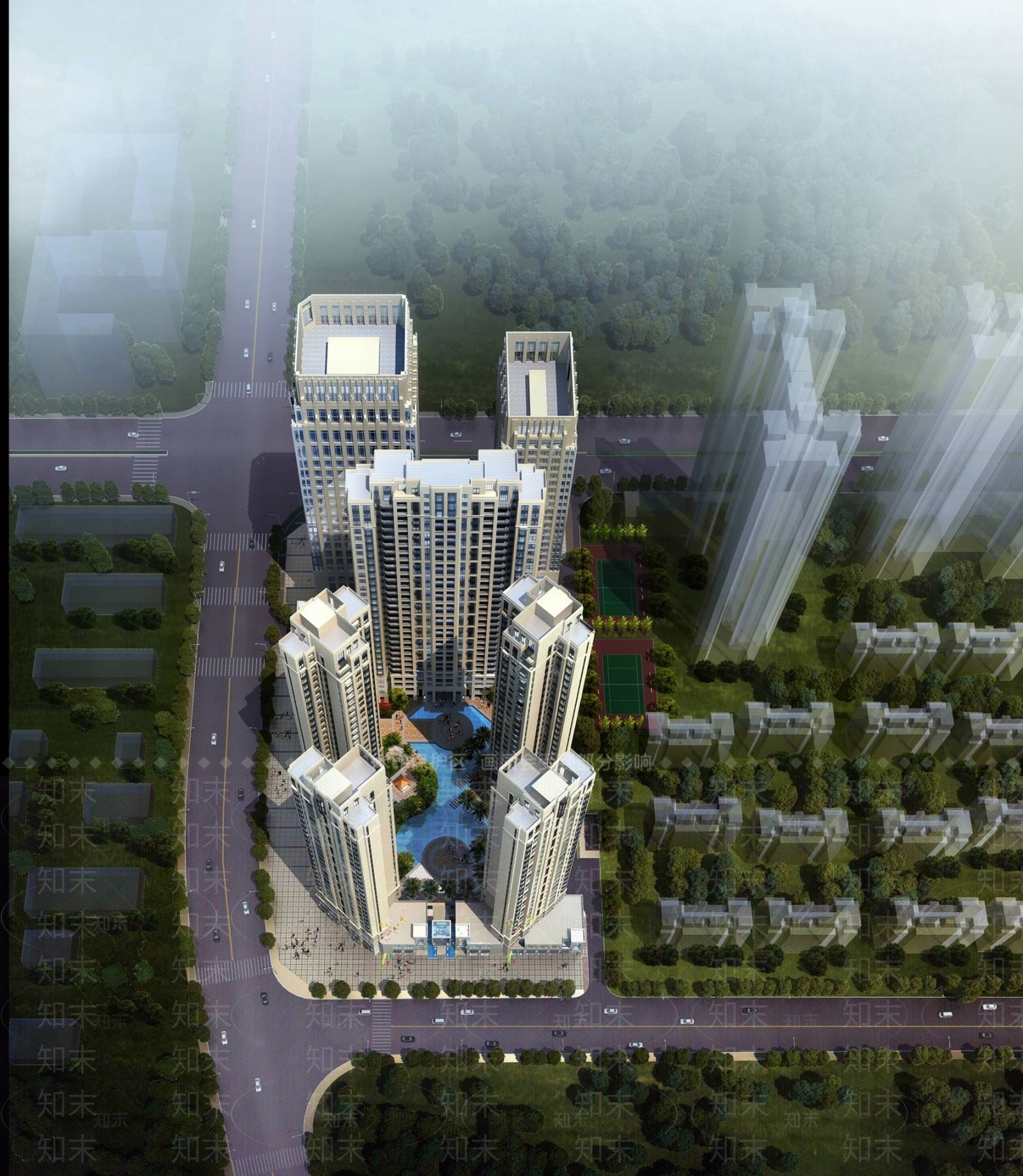 现代高层住宅3D模型下载【ID:1194779122】