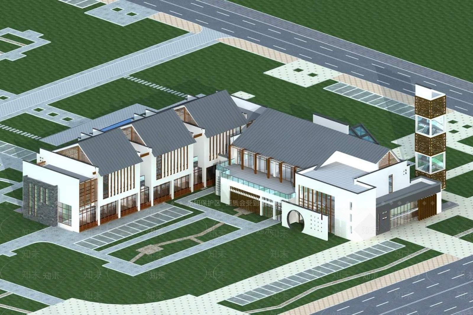中式办公楼3D模型下载【ID:1194779158】