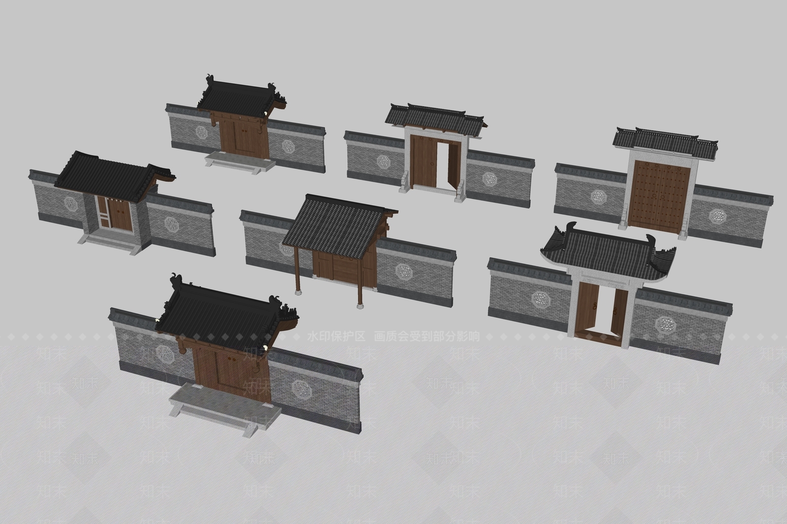 中式古建筑SU模型下载【ID:1194779520】