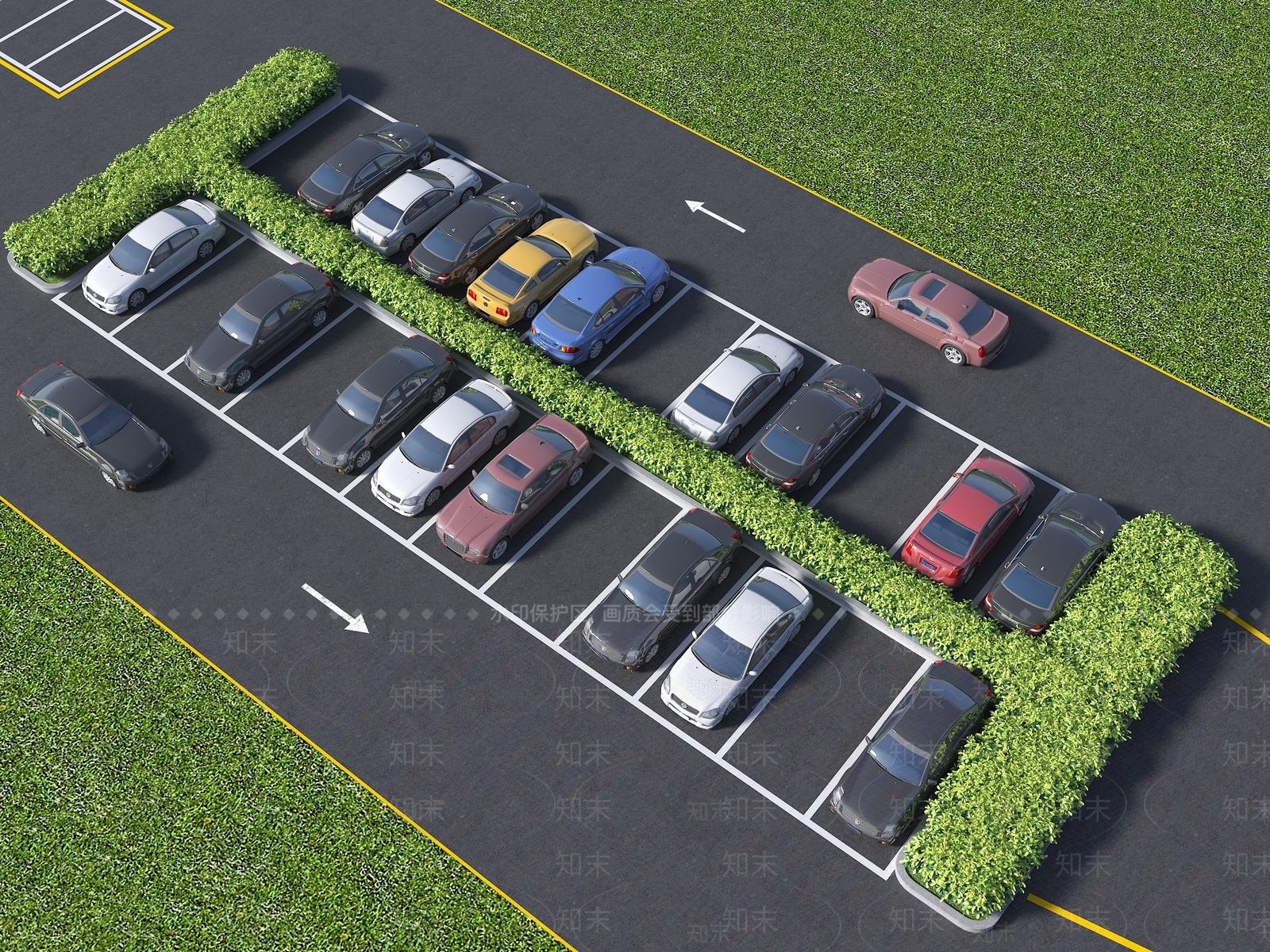 现代户外停车场3D模型下载【ID:1194781298】