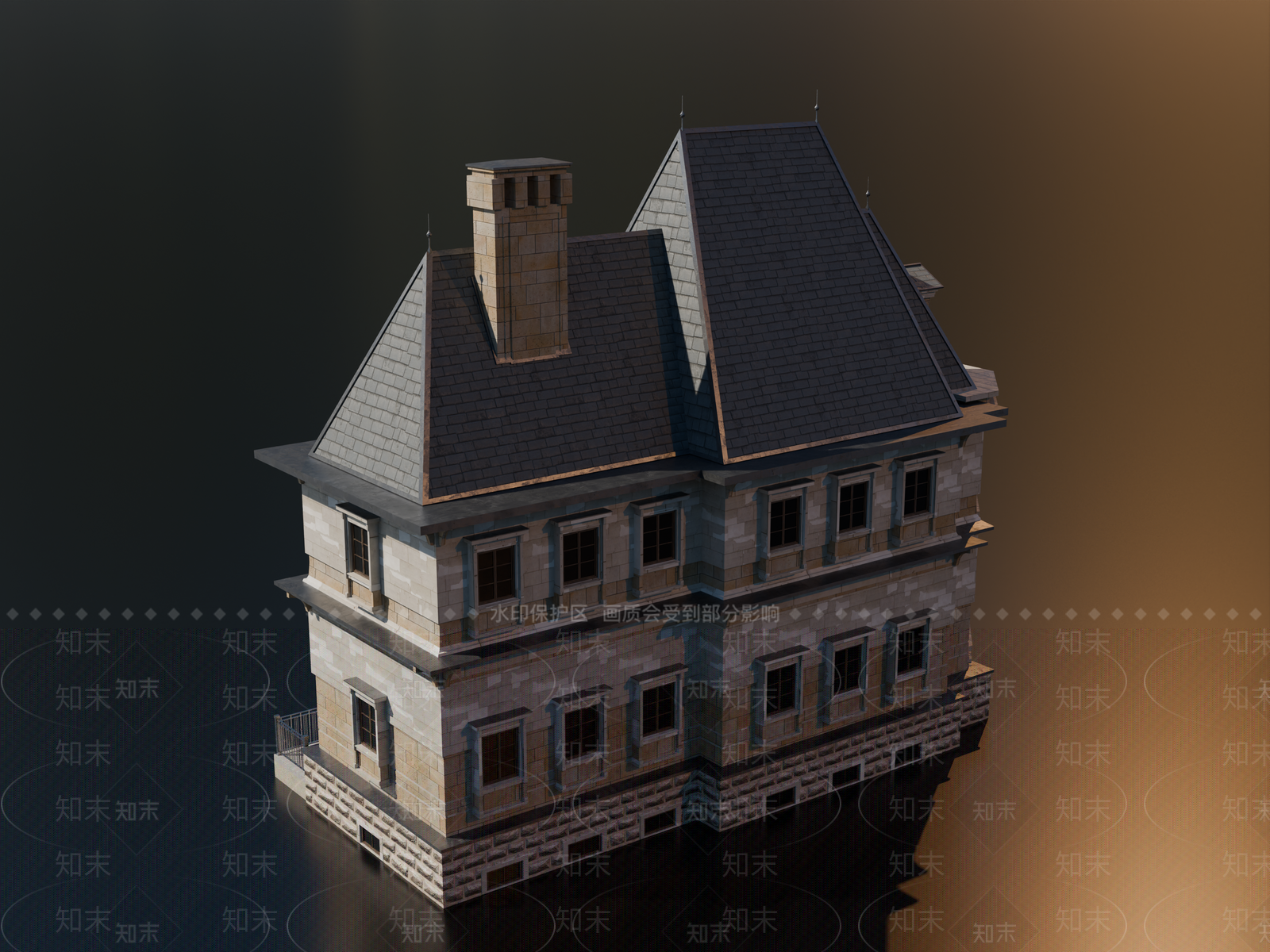 欧式风格建筑SU模型下载【ID:1194782633】