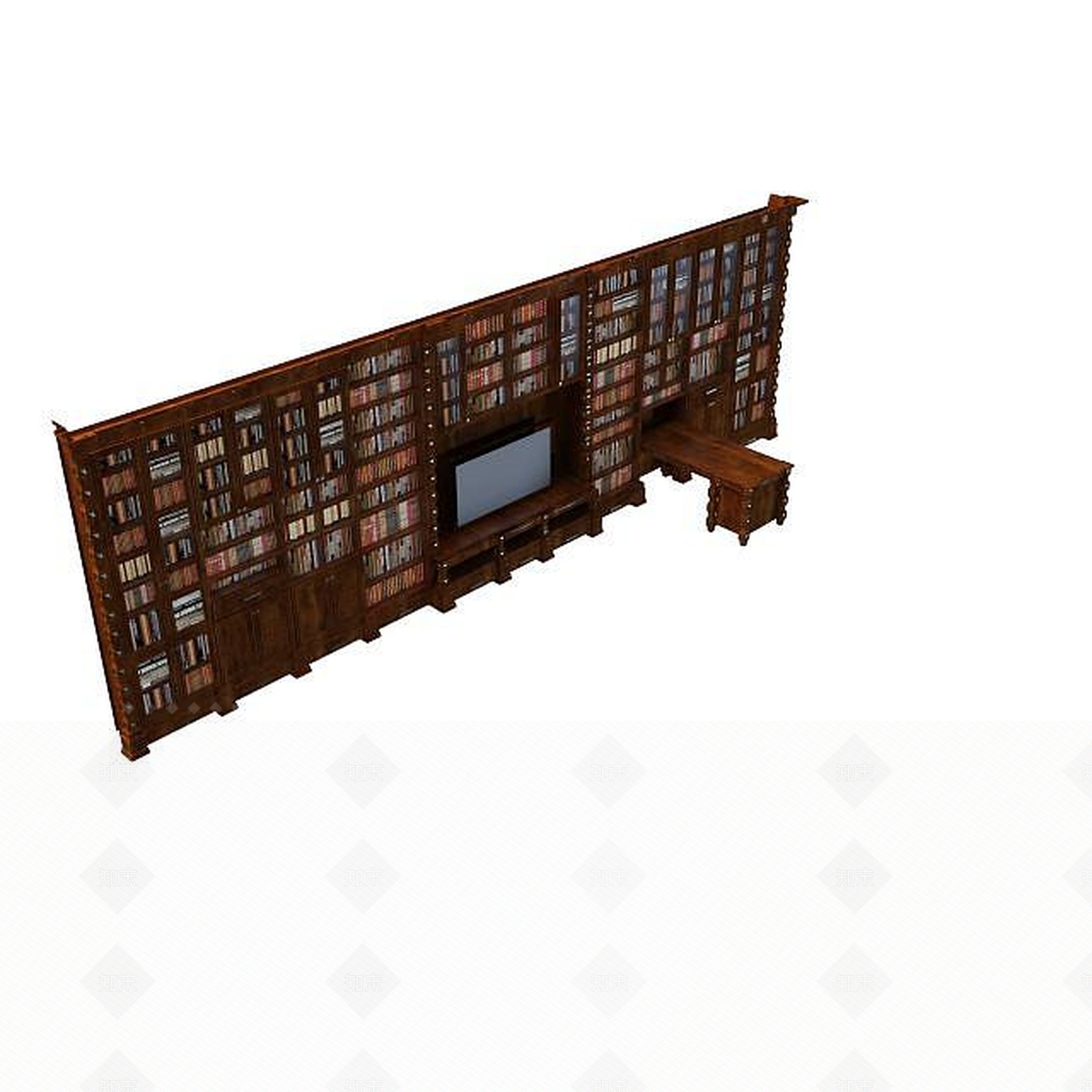 中式客厅书柜3D模型下载【ID:1194782692】