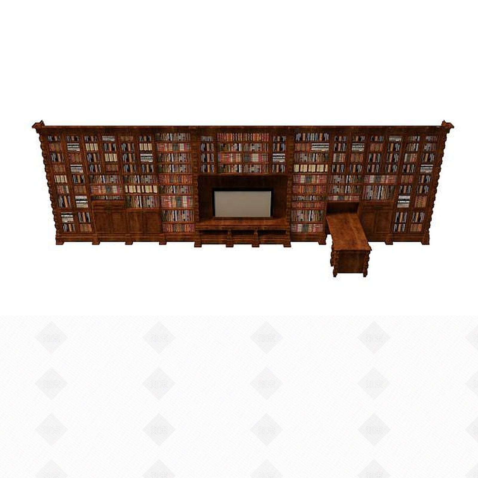 中式客厅书柜3D模型下载【ID:1194782692】