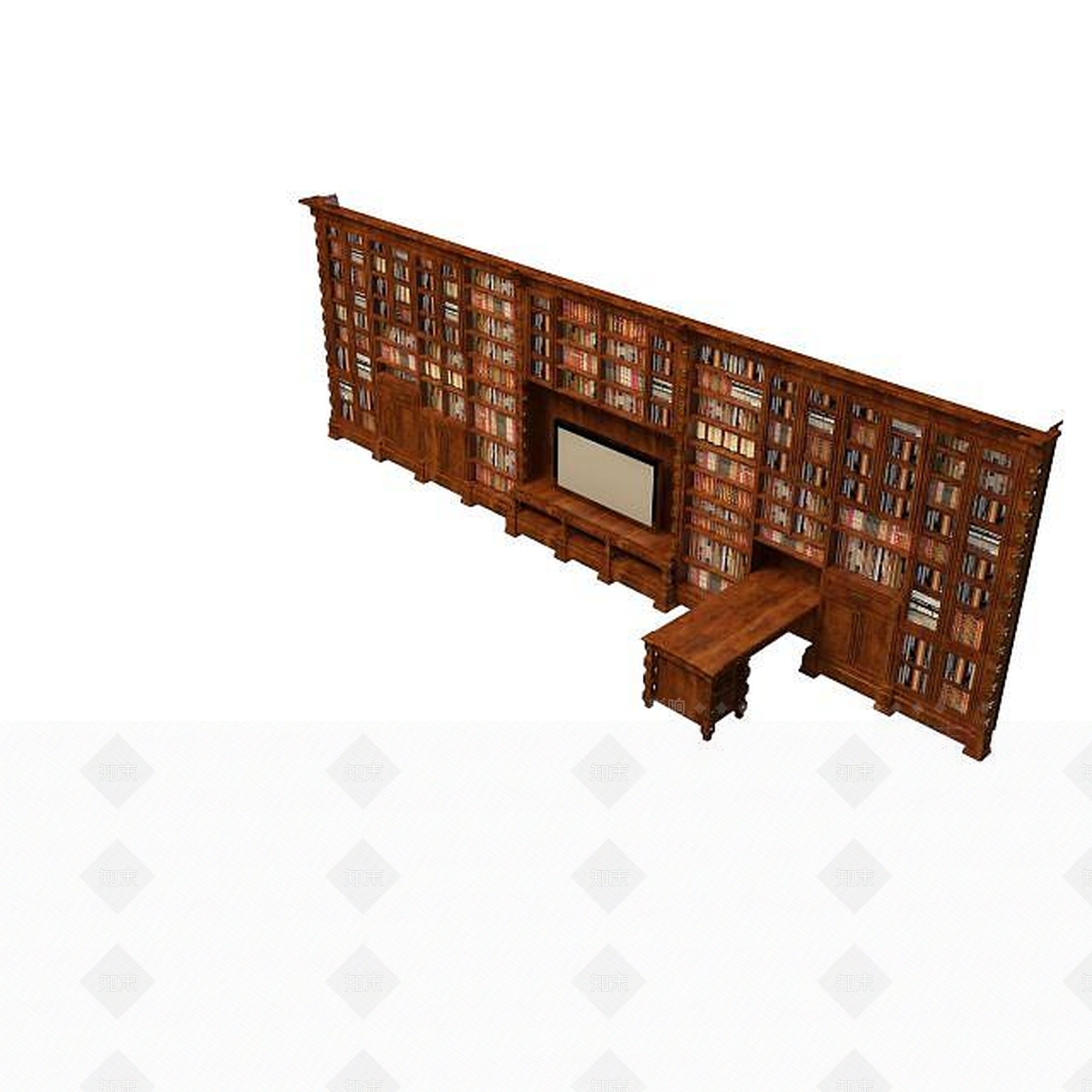 中式客厅书柜3D模型下载【ID:1194782692】
