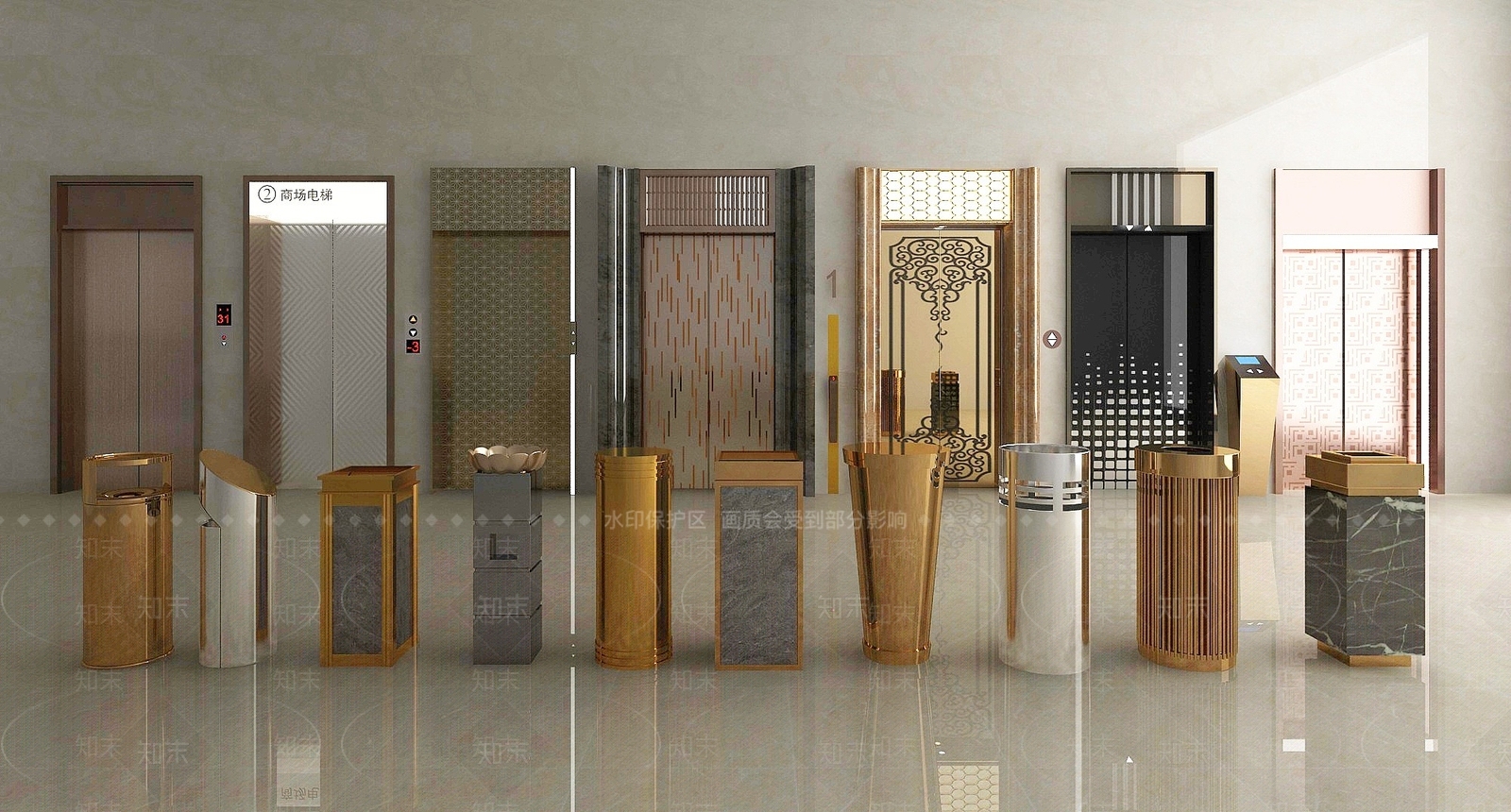 现代垃圾桶垃圾箱3D模型下载【ID:1194782922】