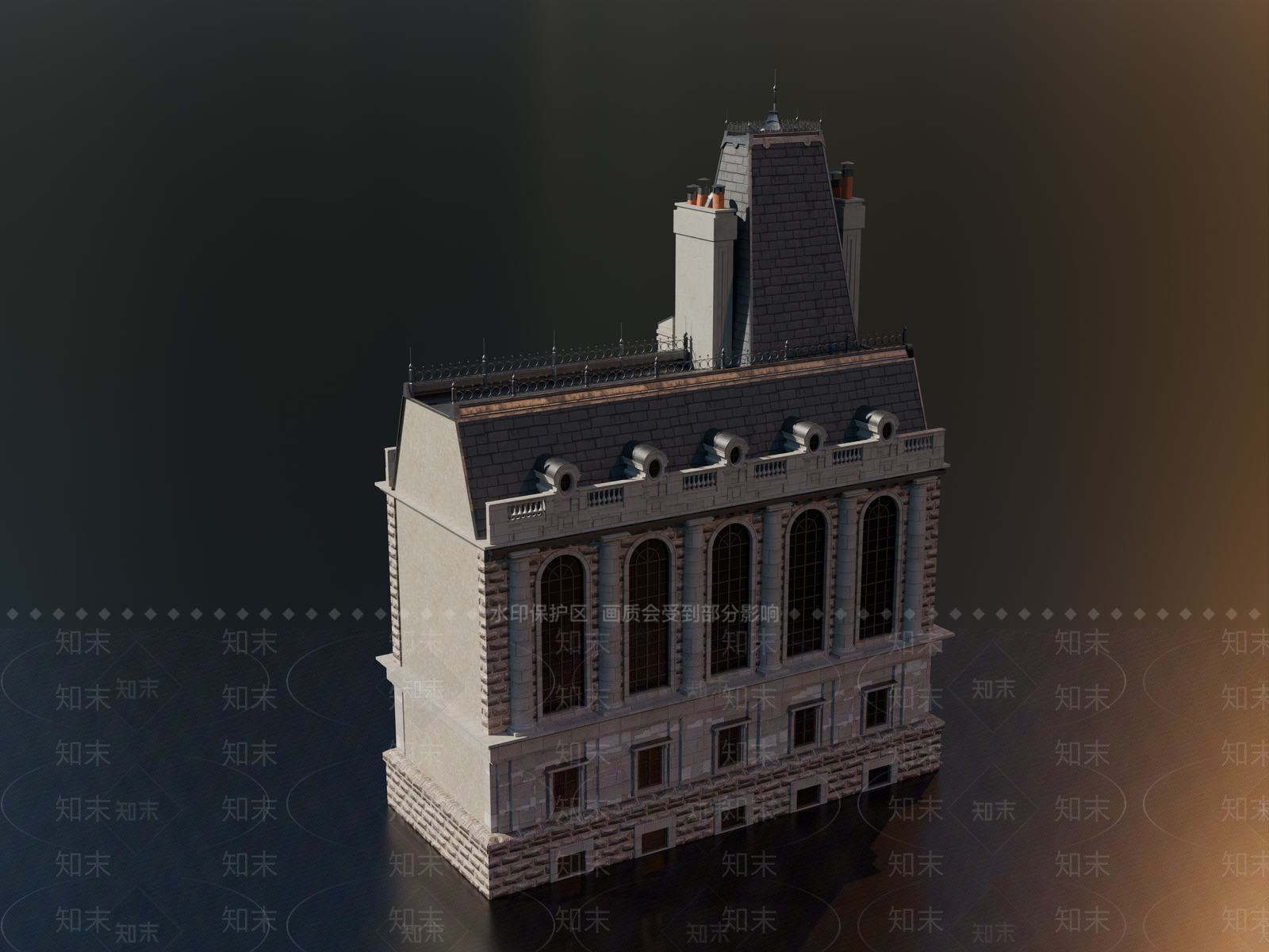 欧式风格建筑SU模型下载【ID:1194783870】