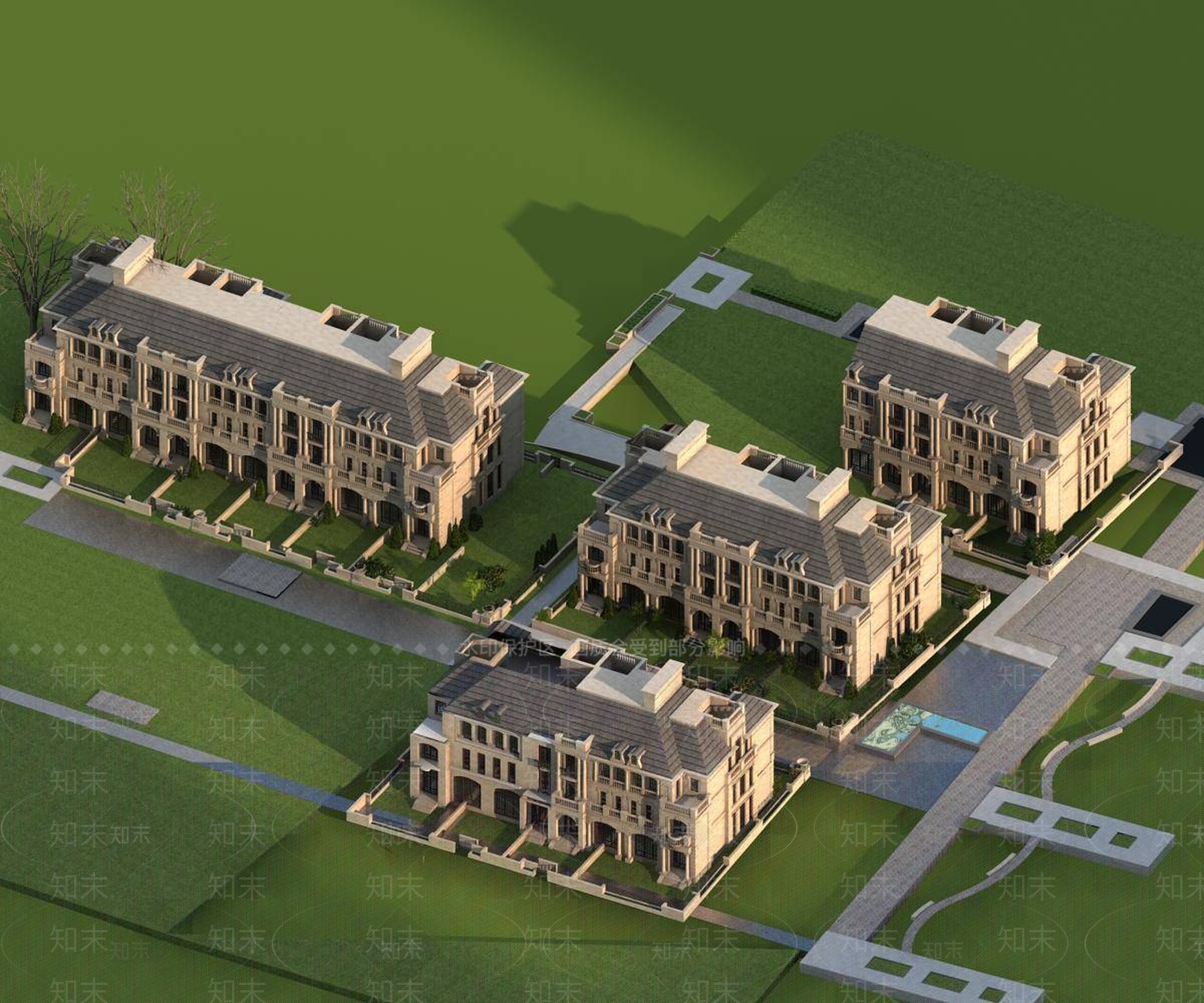 欧式别墅外观3D模型下载【ID:1194784722】