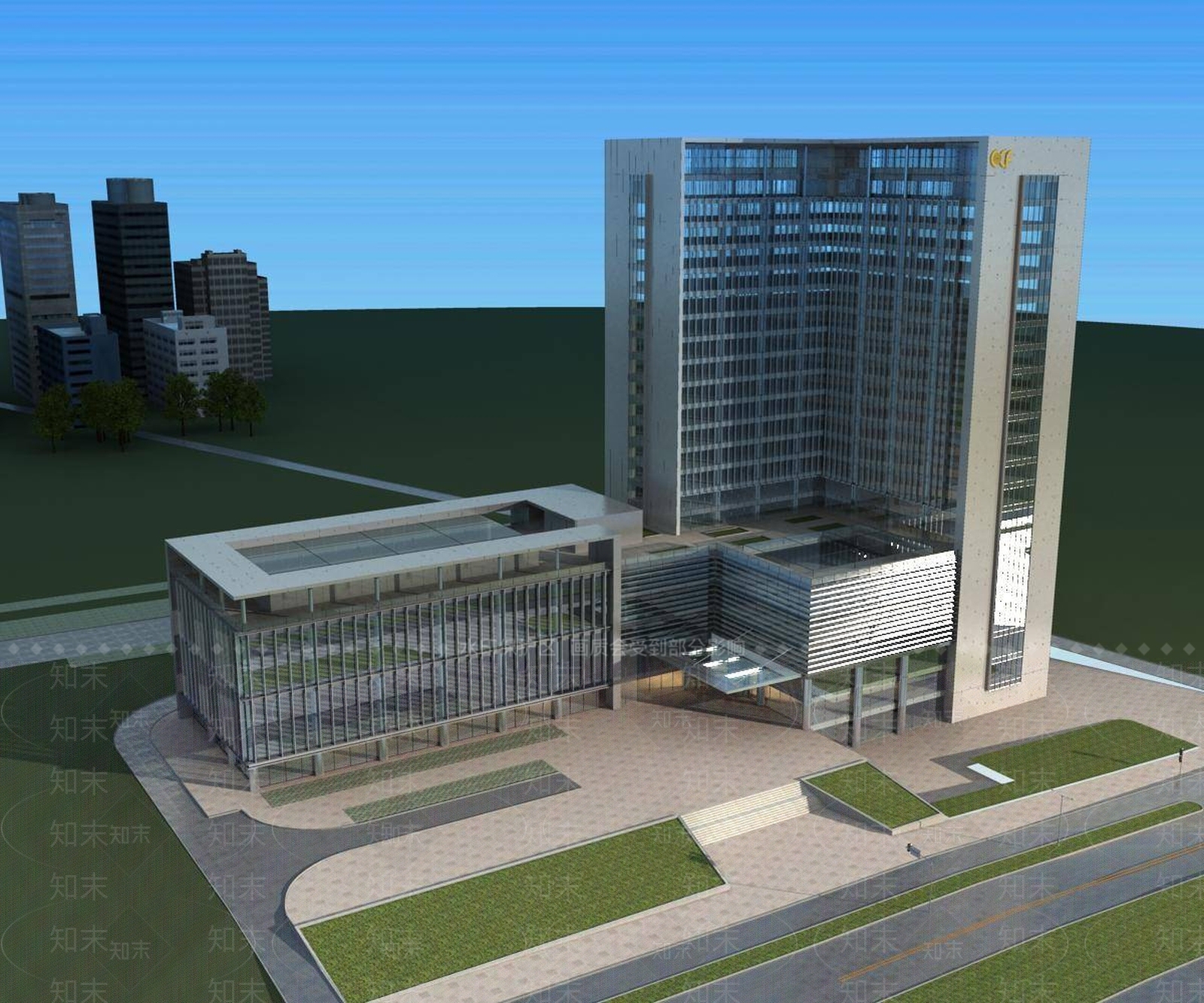 现代办公楼3D模型下载【ID:1194784870】