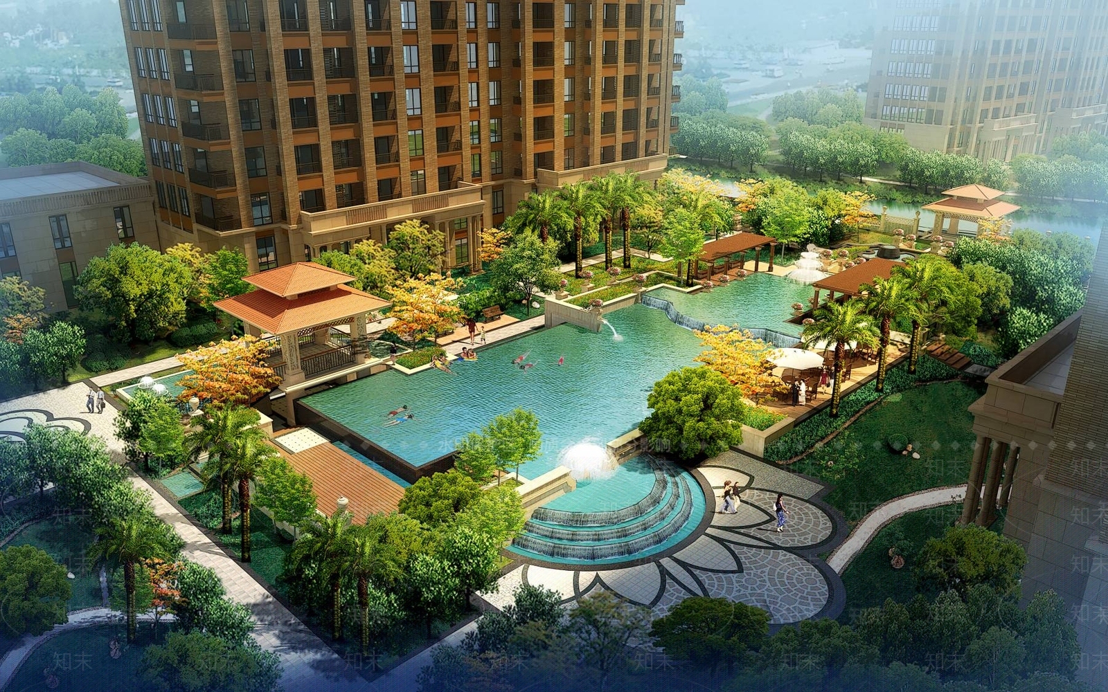 欧式住宅景观3D模型下载【ID:1194784878】