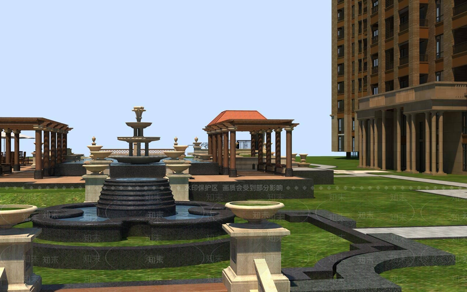 欧式住宅景观3D模型下载【ID:1194784878】