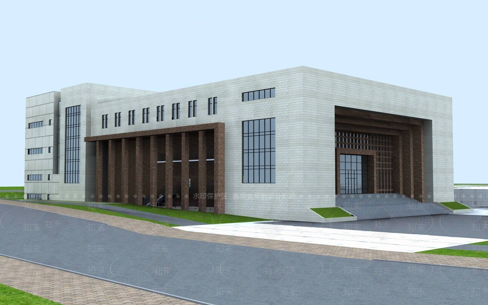 现代学校外观3D模型下载【ID:1194785206】