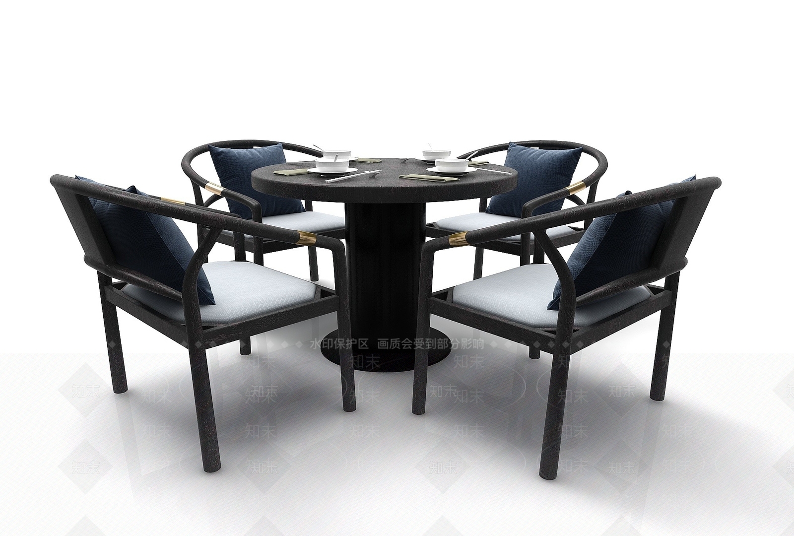 现代风格餐厅桌椅3D模型下载【ID:1194785791】