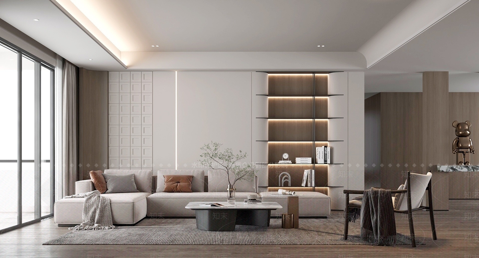 现代风格的客厅3D模型下载【ID:1194786138】