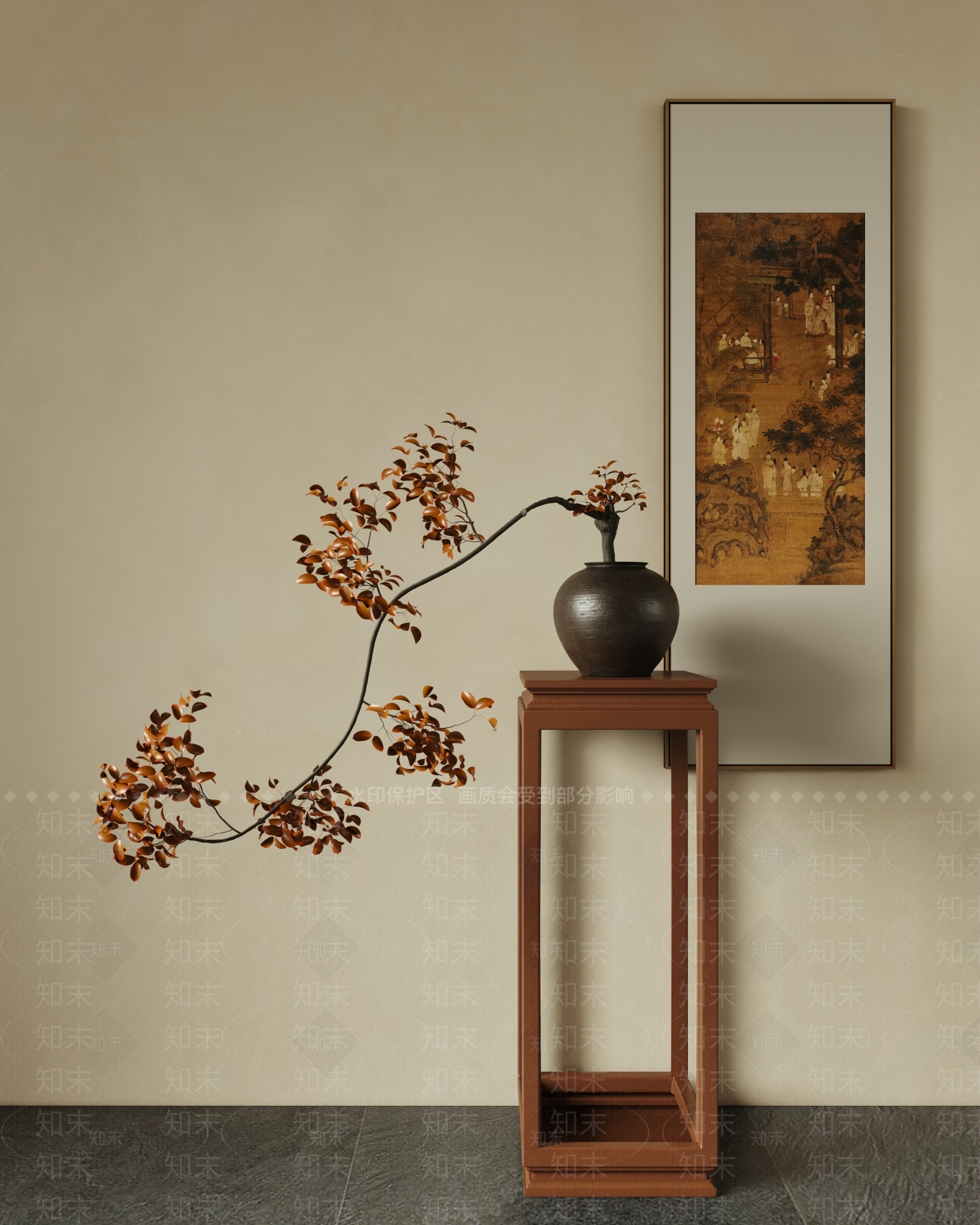 新中式花艺3D模型下载【ID:1194786799】
