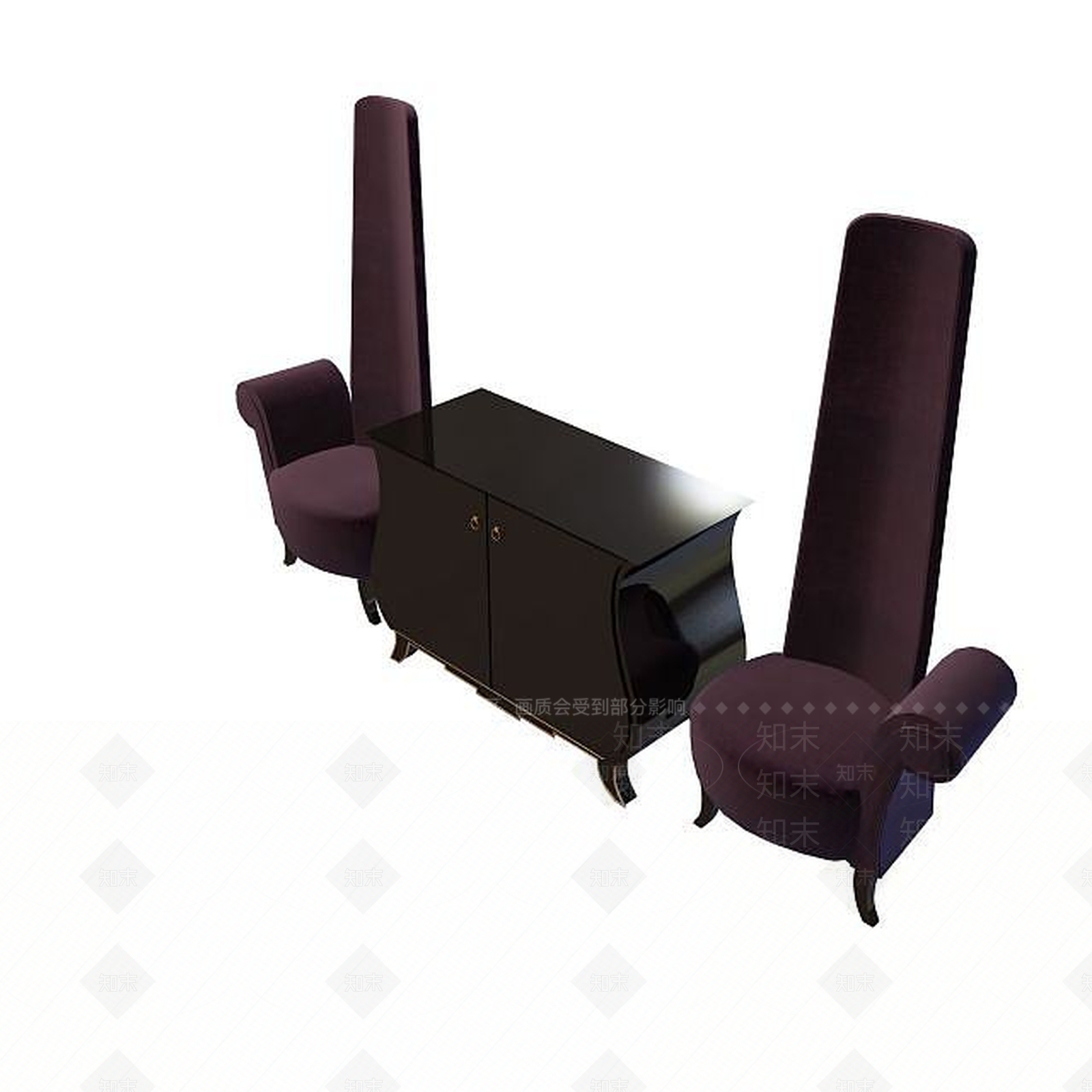 现代酒店钢化玻璃边柜3D模型下载【ID:1194786726】