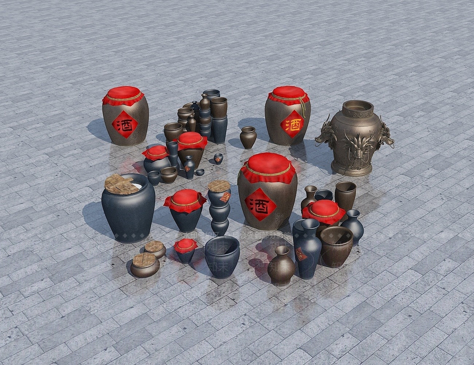 现代酒坛3D模型下载【ID:1194787426】