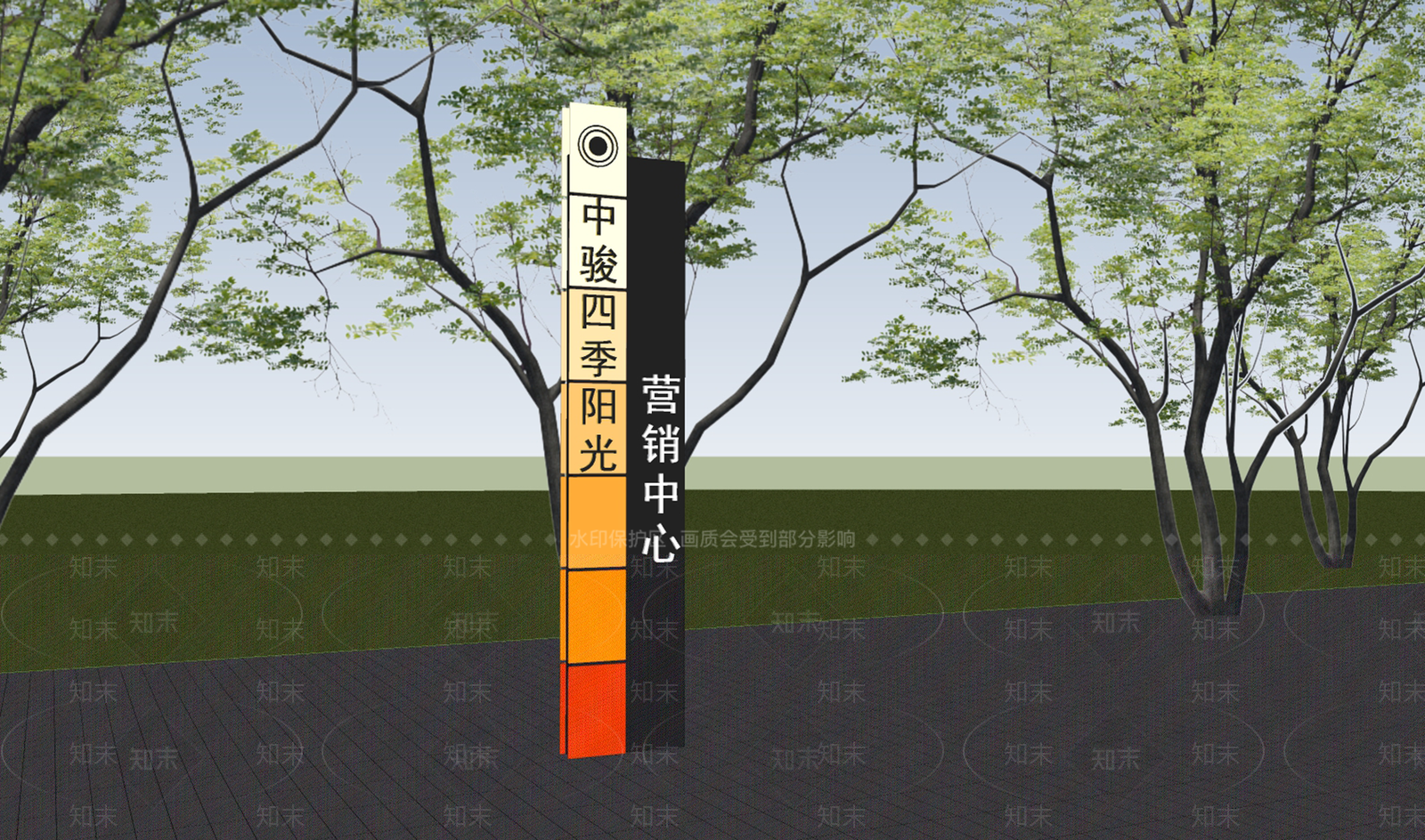 现代新中式商业景观SU模型下载【ID:1194788045】