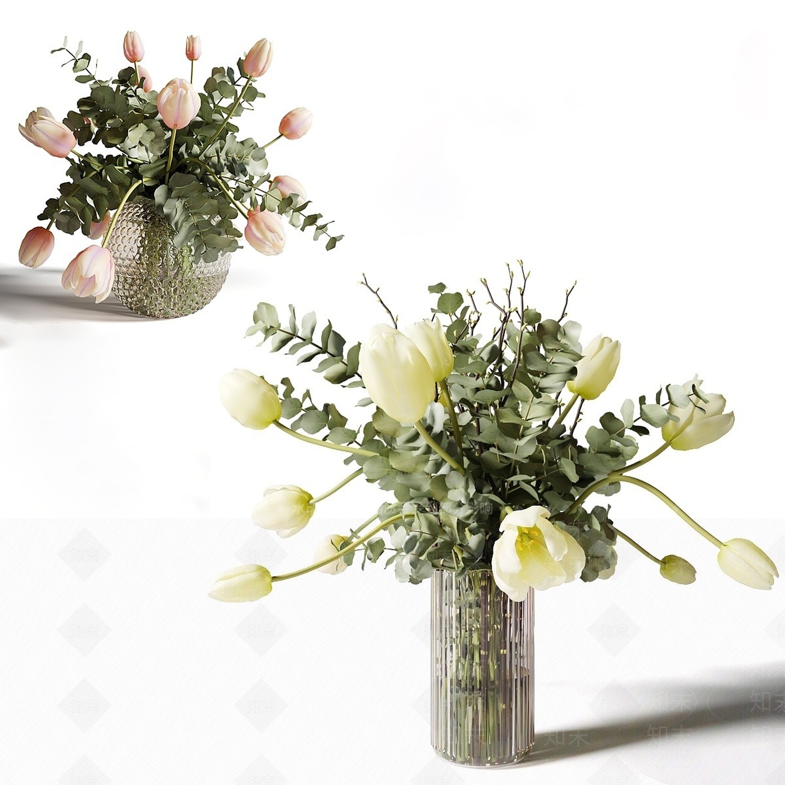 现代郁金香鲜花桌面摆件3D模型下载【ID:1194787926】