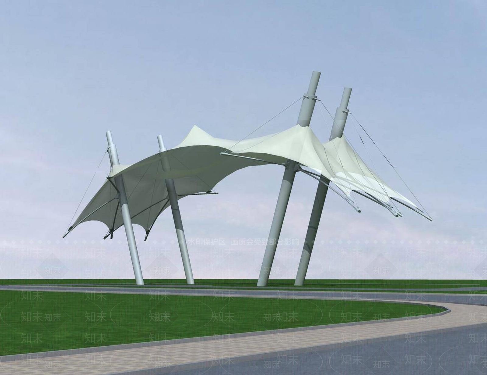 现代遮阳棚3D模型下载【ID:1194791466】