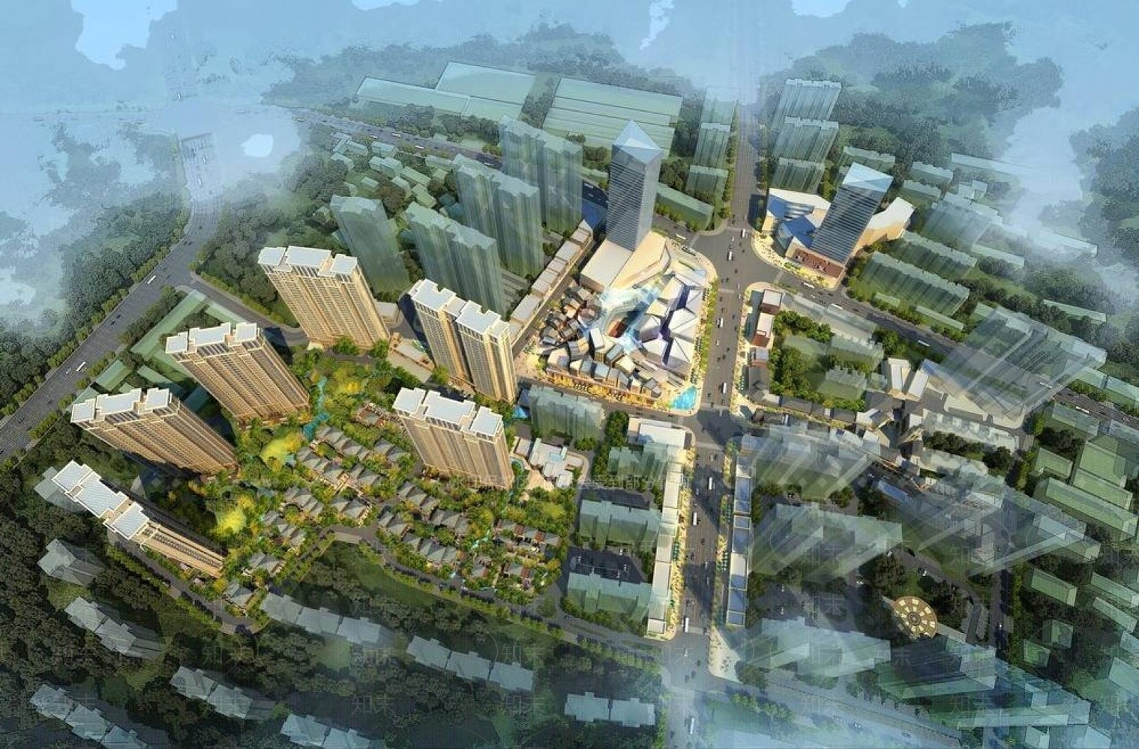 现代鸟瞰规划3D模型下载【ID:1194792231】