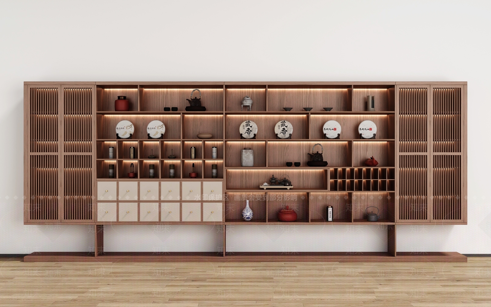 新中式茶柜3D模型下载【ID:1194792535】_知末3d模型网
