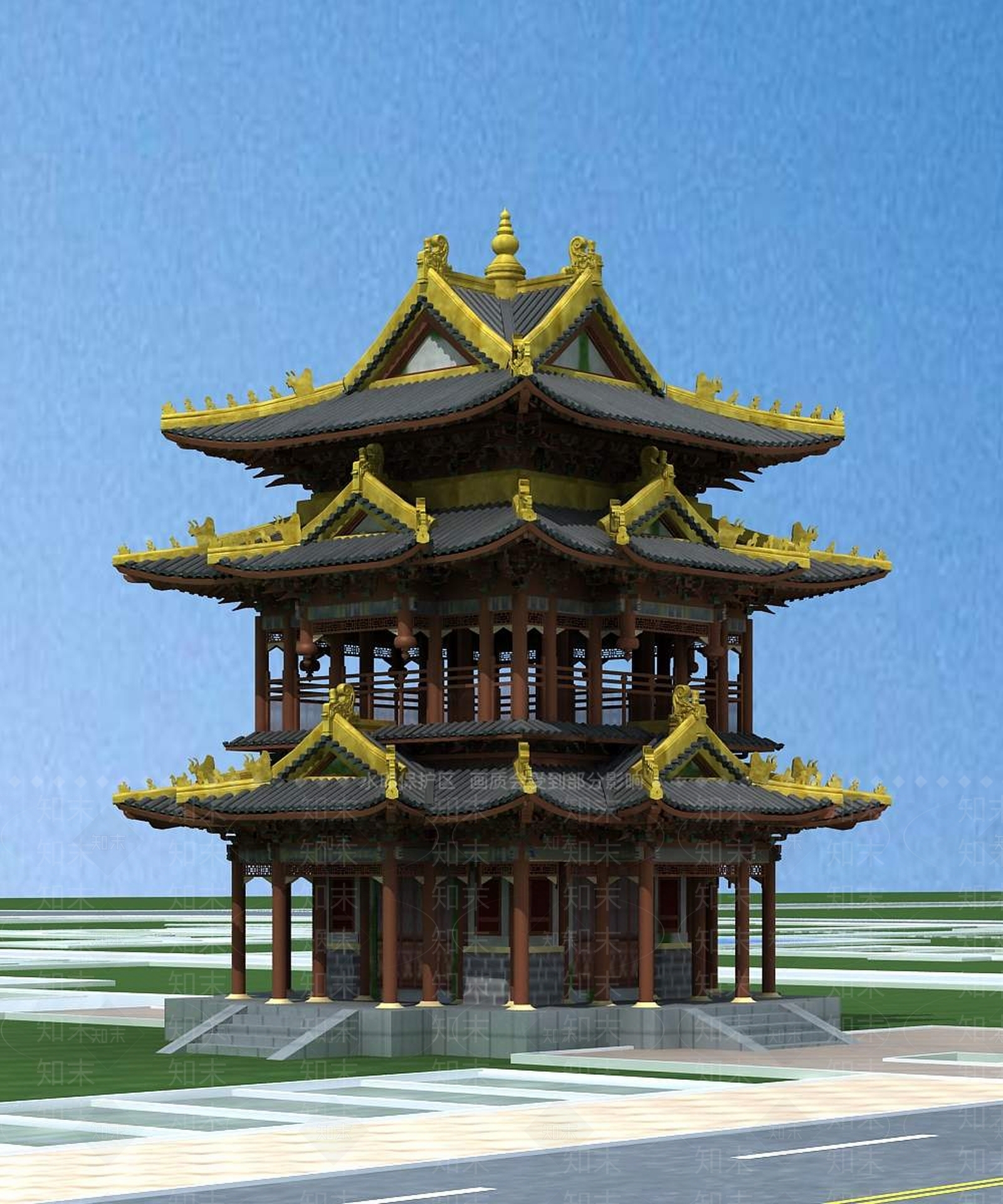 中式古建3D模型下载【ID:1194792851】