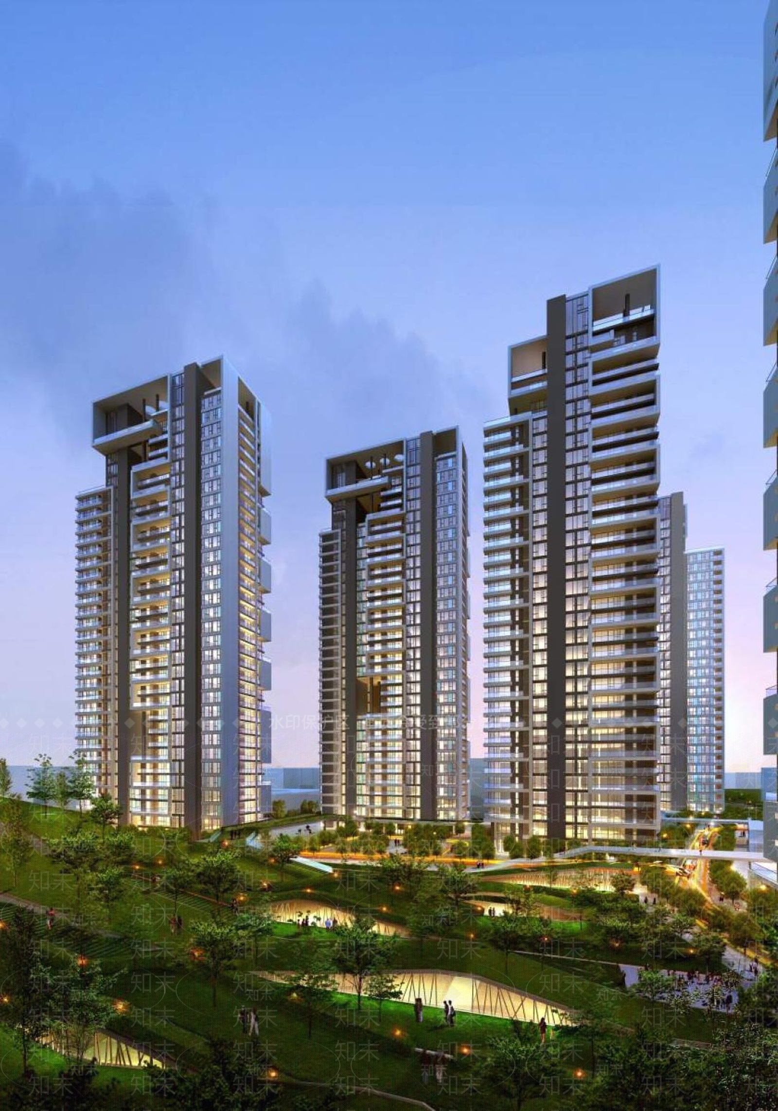 现代高层住宅3D模型下载【ID:1194792913】