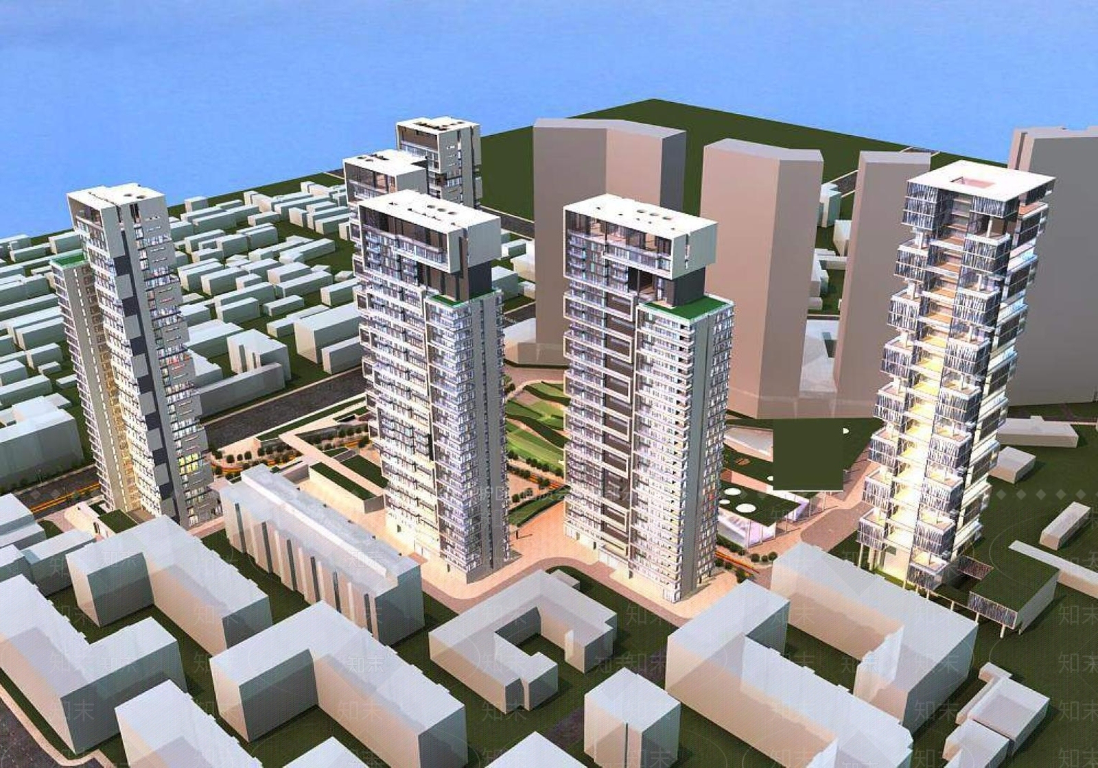 现代高层住宅3D模型下载【ID:1194792913】