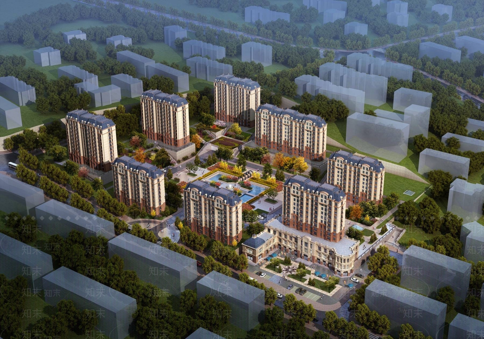 欧式高层住宅3D模型下载【ID:1194795040】