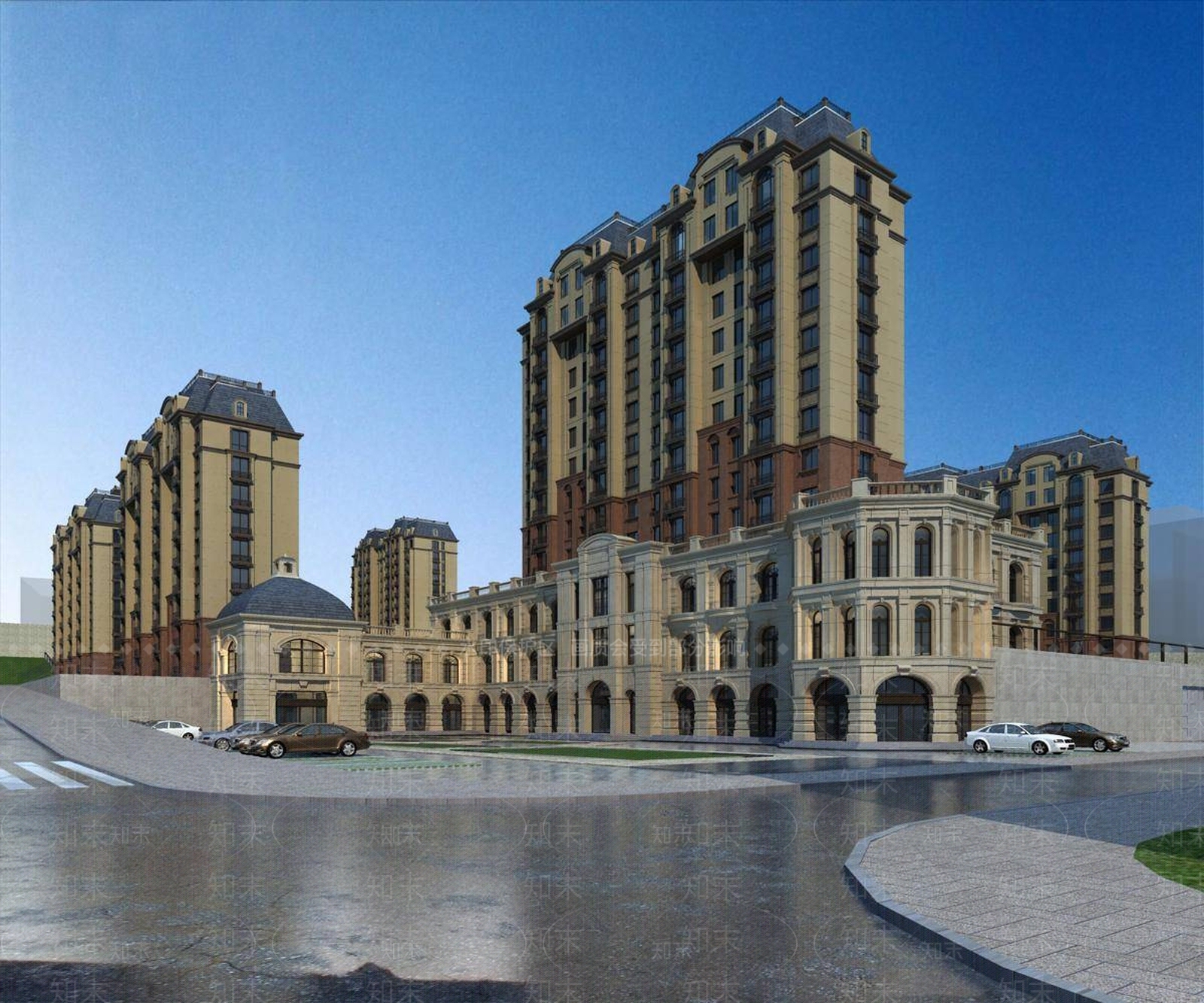 欧式高层住宅3D模型下载【ID:1194795040】