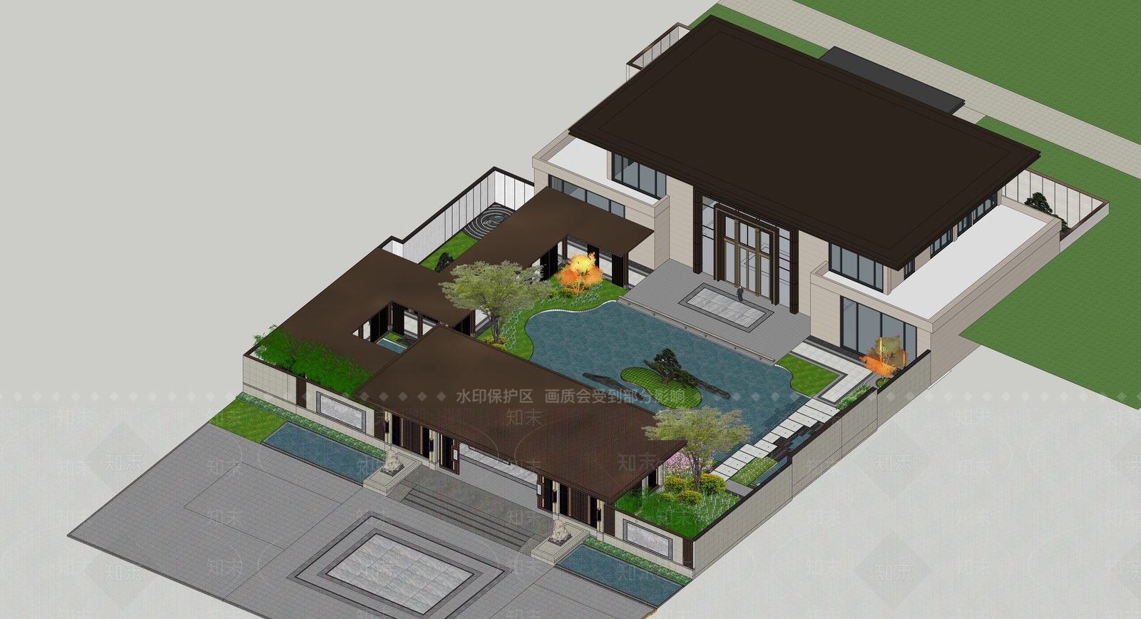 现代售楼处建筑SU模型下载【ID:1194795927】