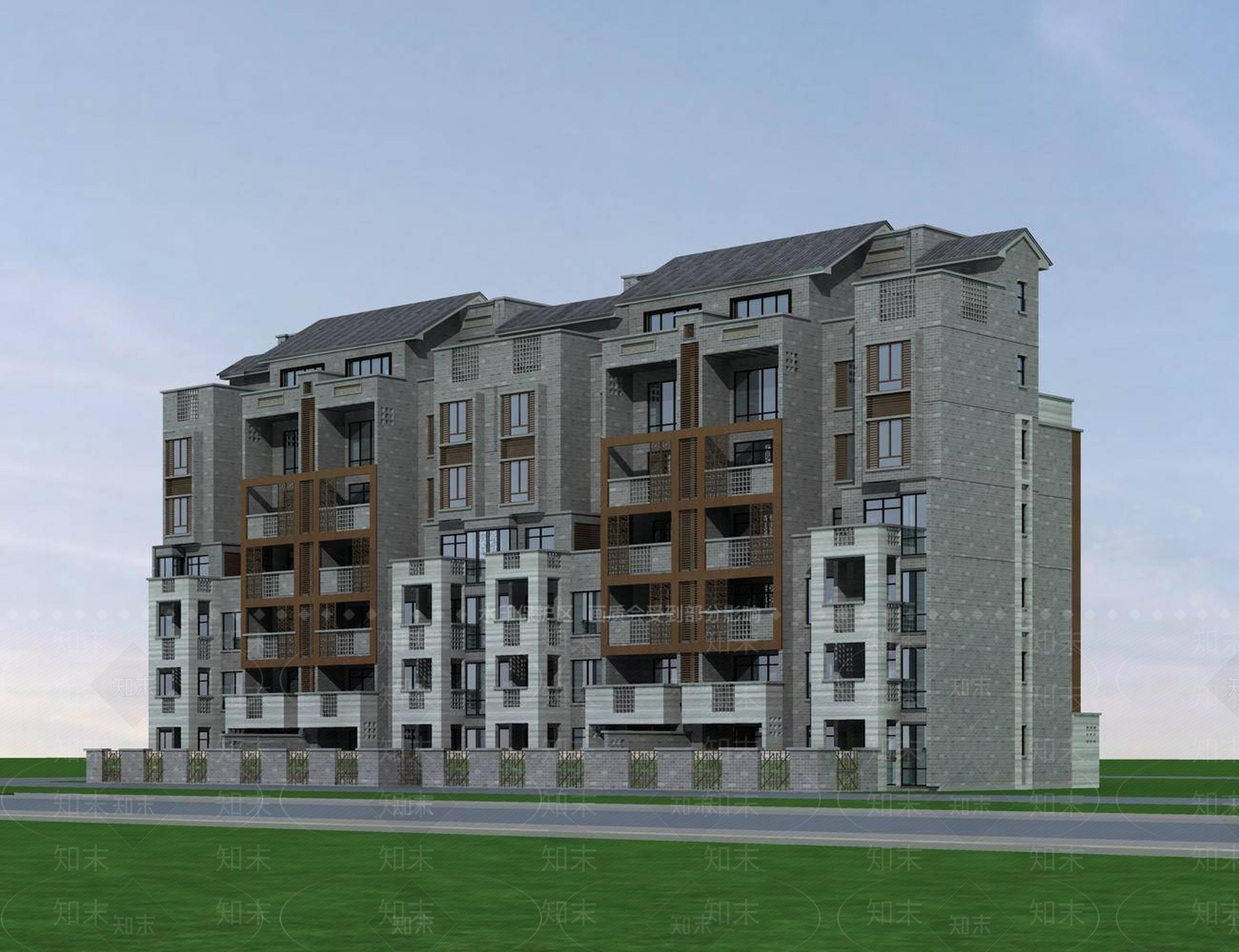 中式高层住宅3D模型下载【ID:1194796274】