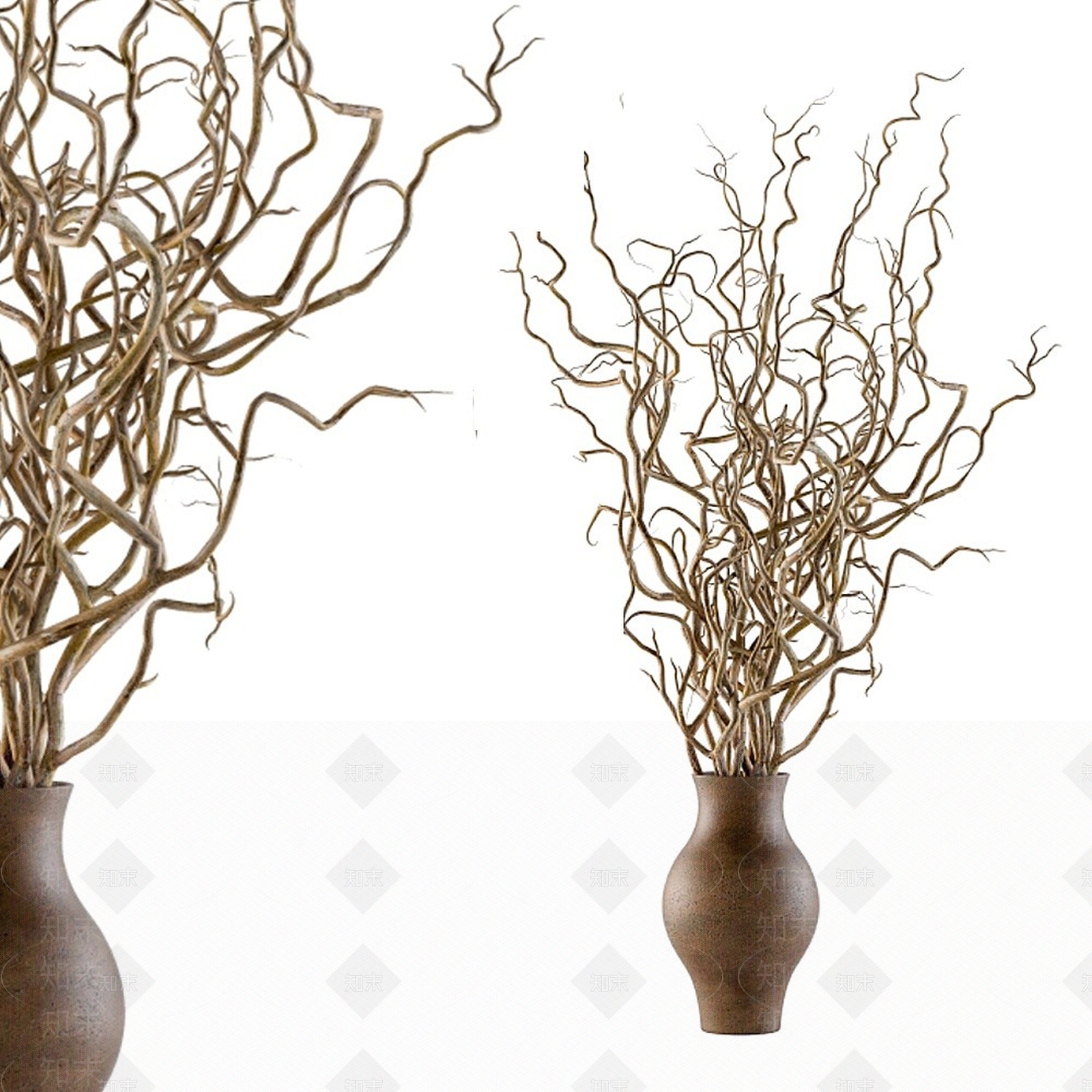 现代桌面干枝摆件花瓶3D模型下载【ID:1194796623】