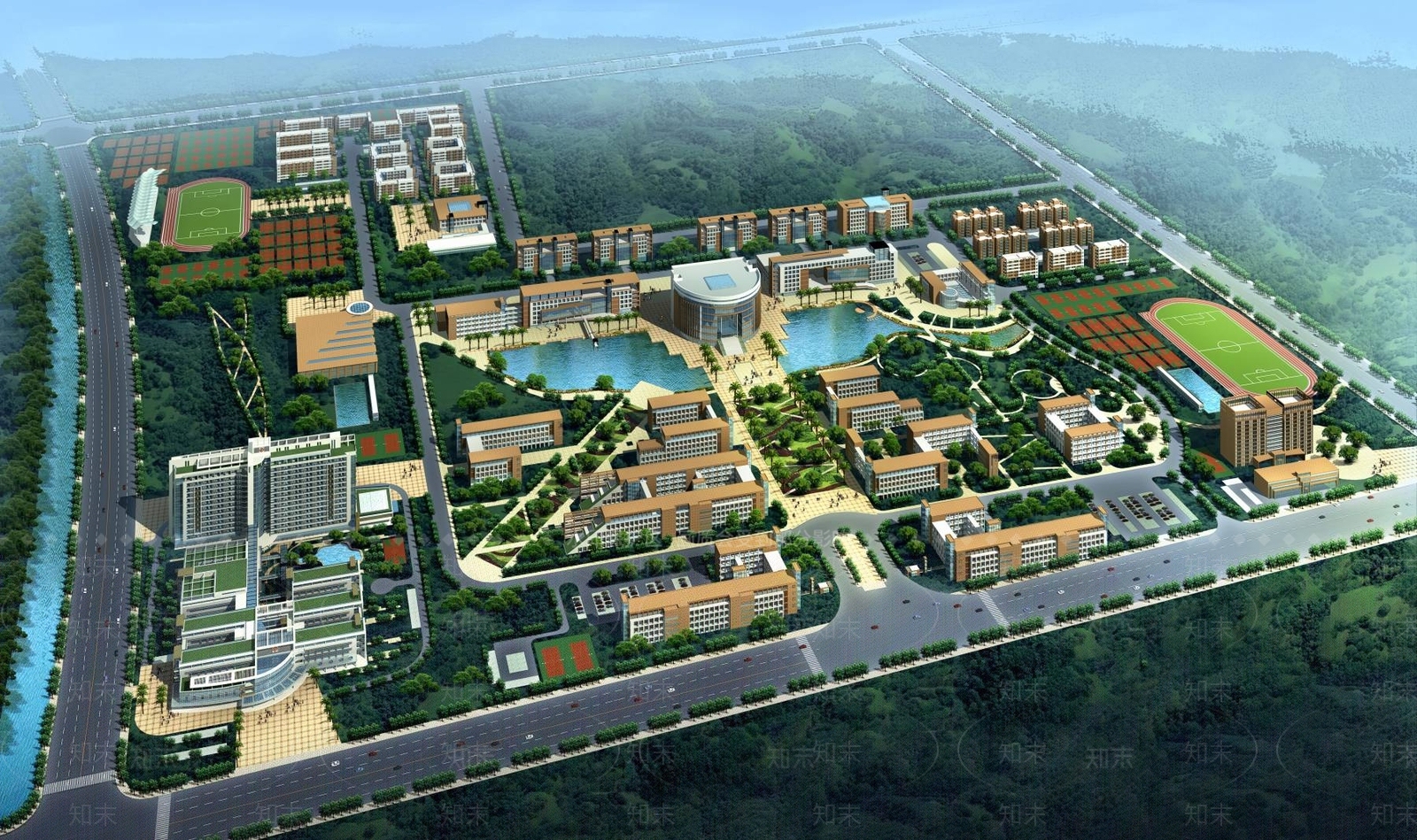 现代学校外观3D模型下载【ID:1194796899】