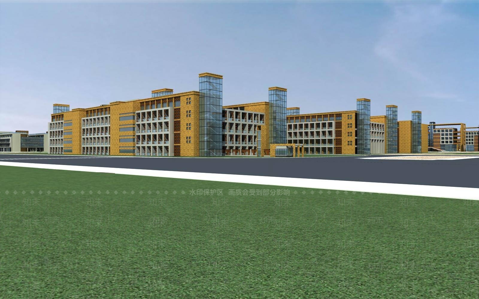 现代学校外观3D模型下载【ID:1194796899】