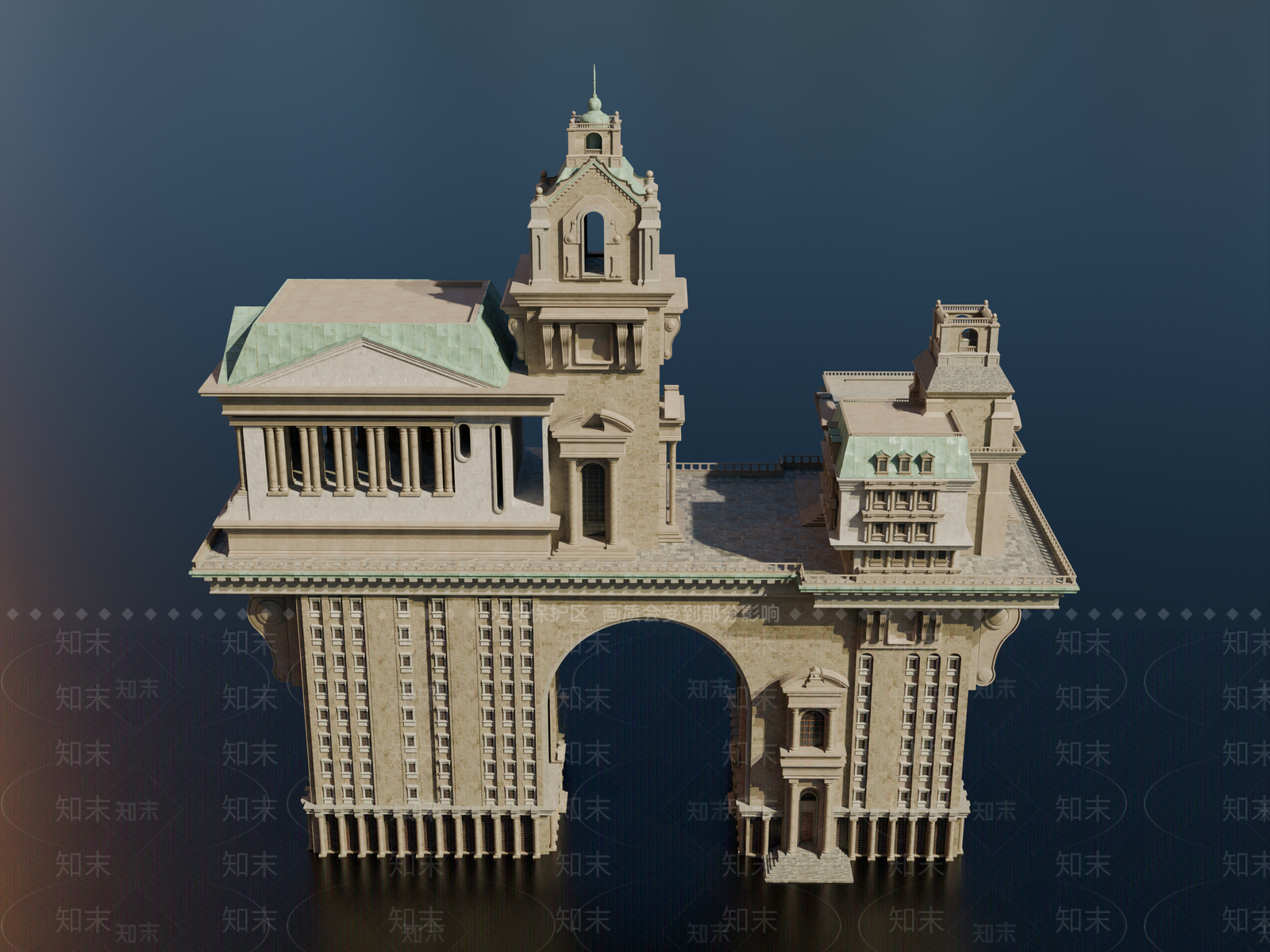 欧式风格建筑SU模型下载【ID:1194799038】