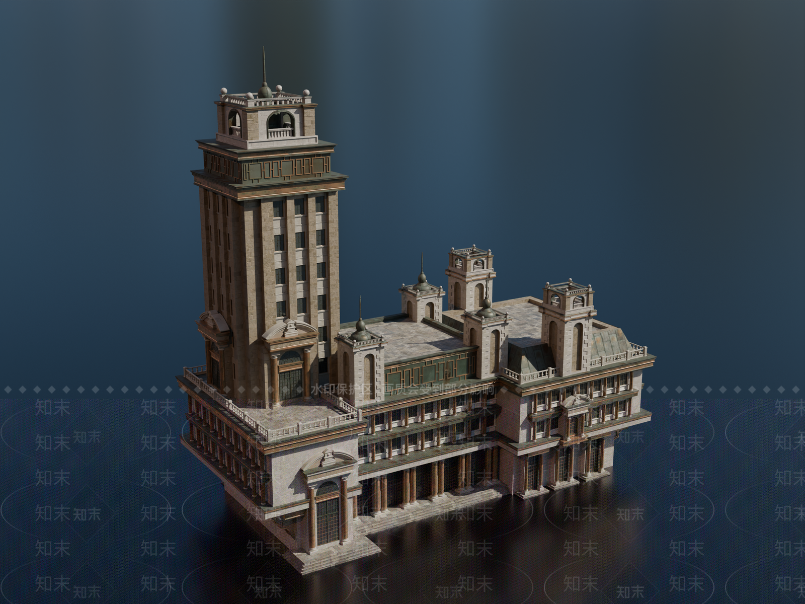 欧式风格建筑SU模型下载【ID:1194799397】