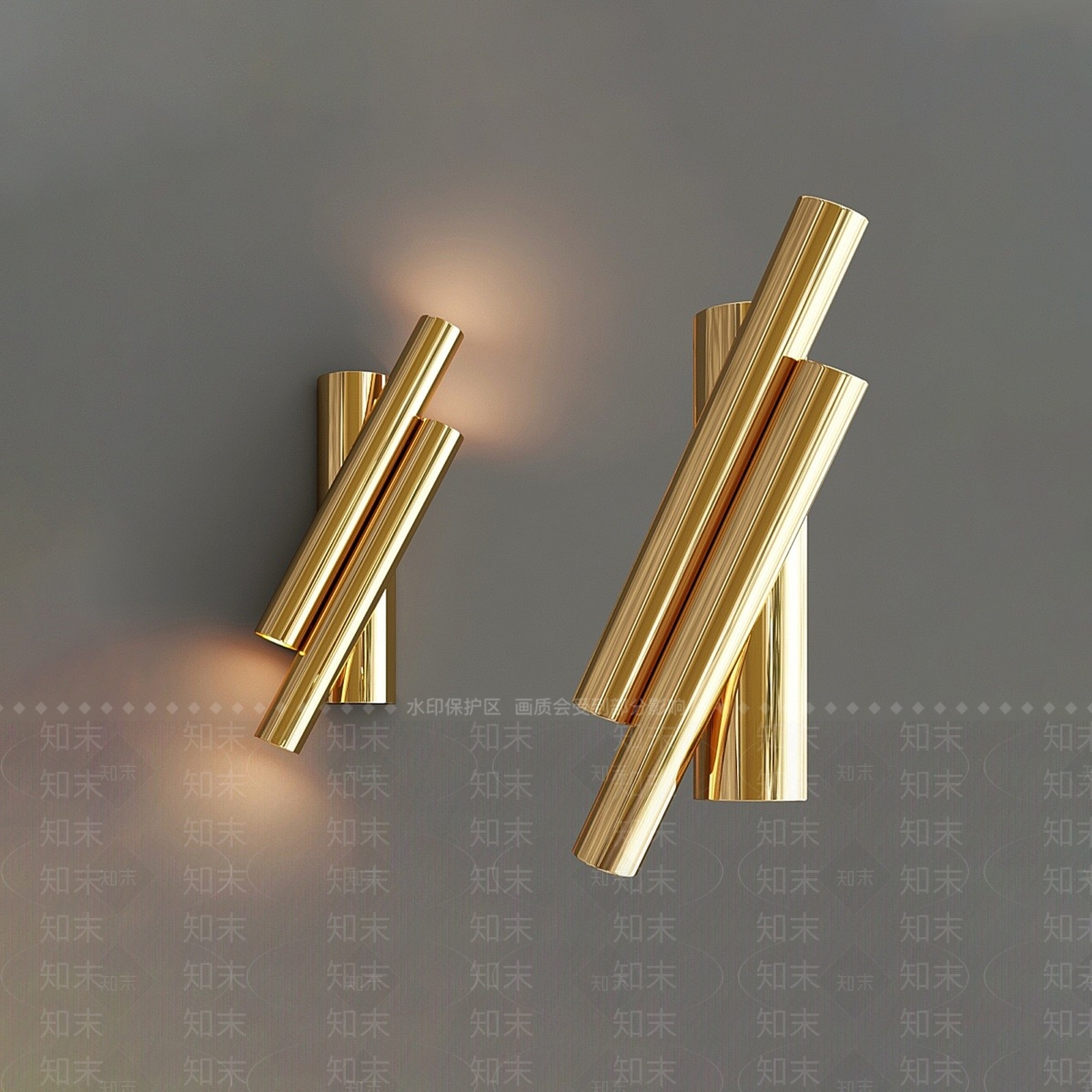 现代金属筒壁灯3D模型下载【ID:1194799886】