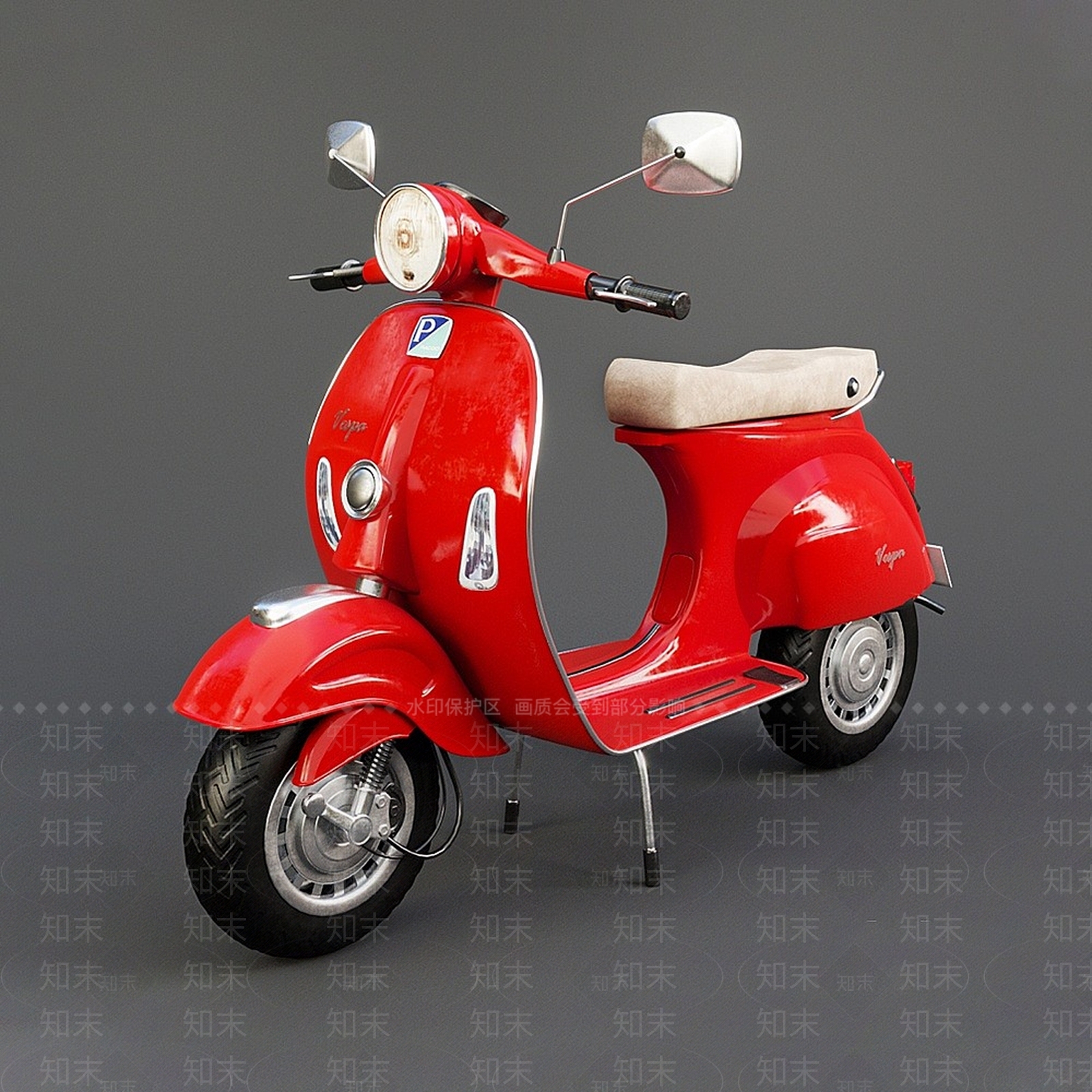 现代红色电瓶车3D模型下载【ID:1194800417】
