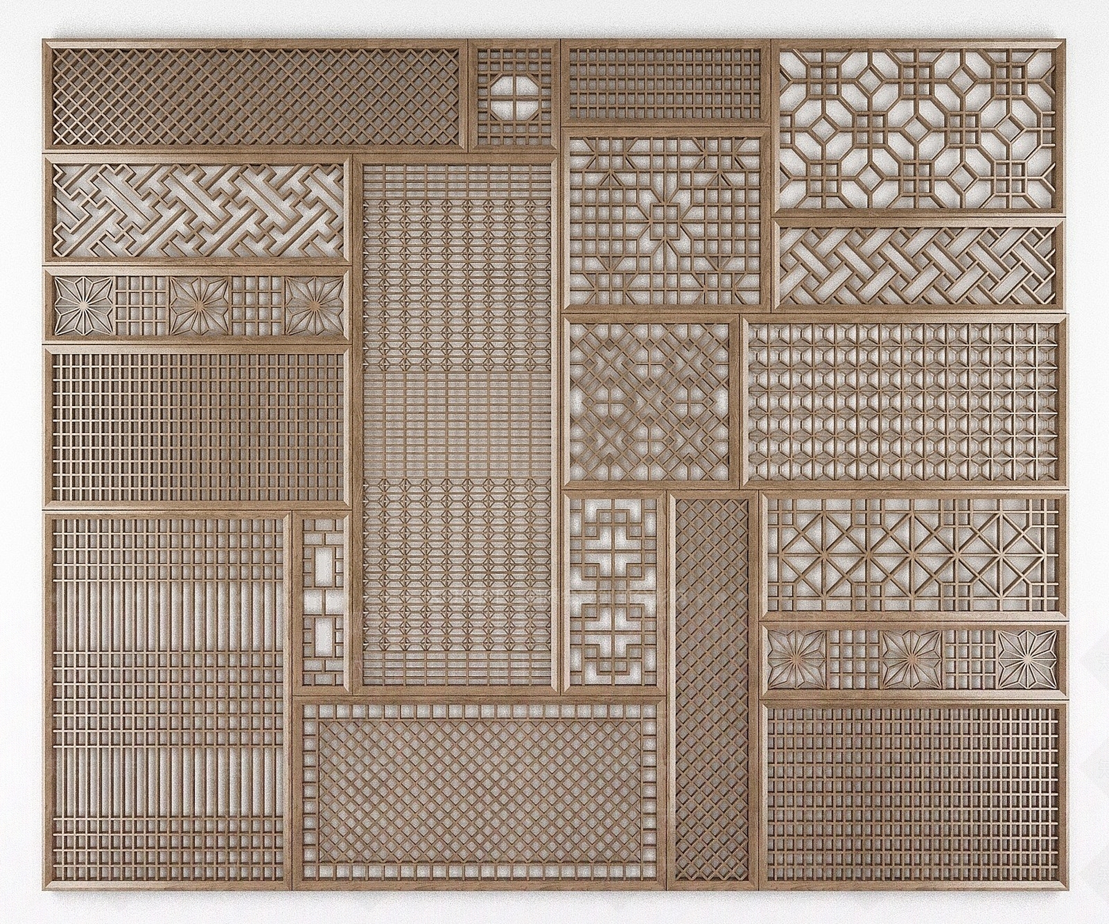 新中式日式花格屏风3D模型下载【ID:1194801440】